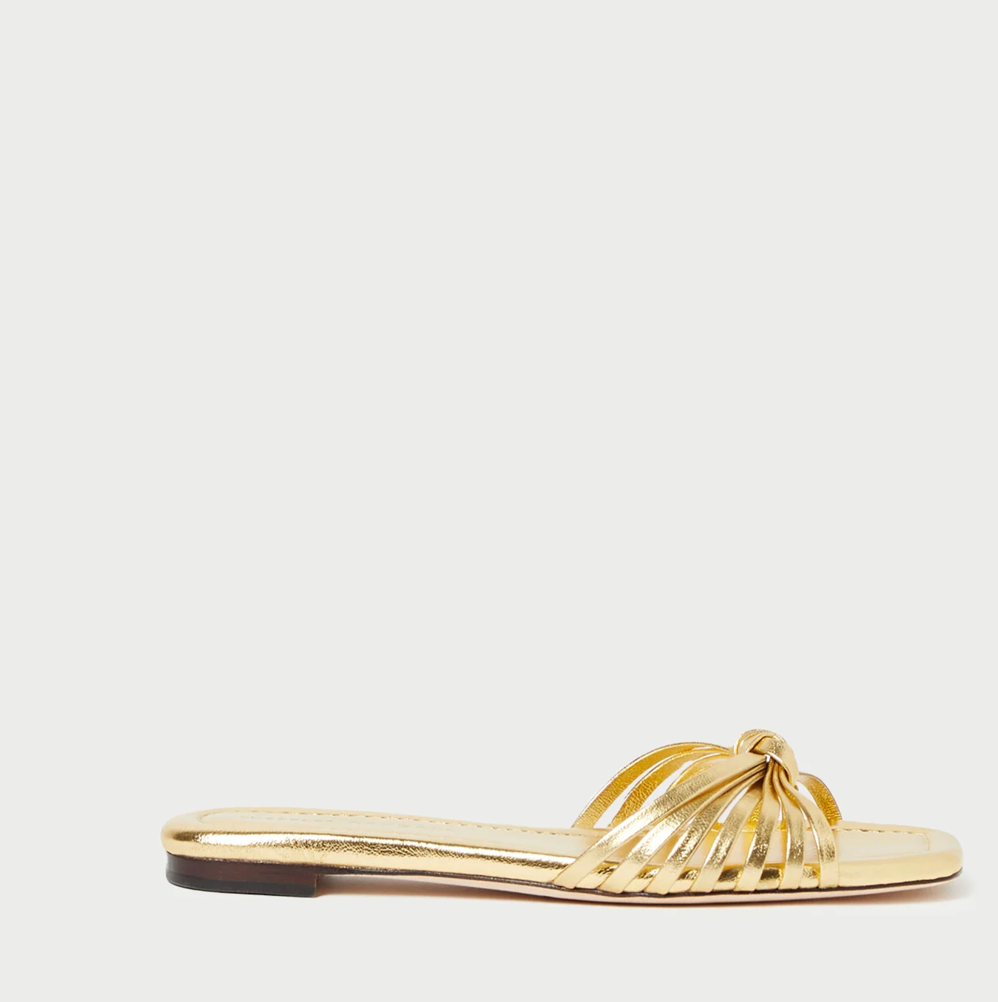 Izzie Leather Knot Flat Sandal-Gold