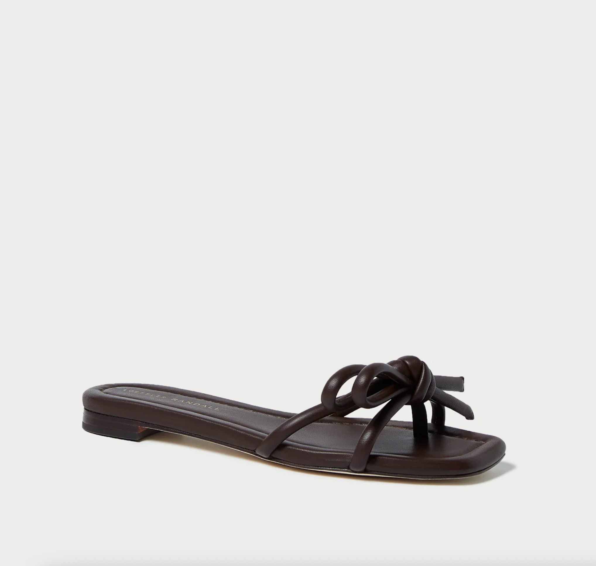 Hadley Leather Bow Flat Sandal-Choco