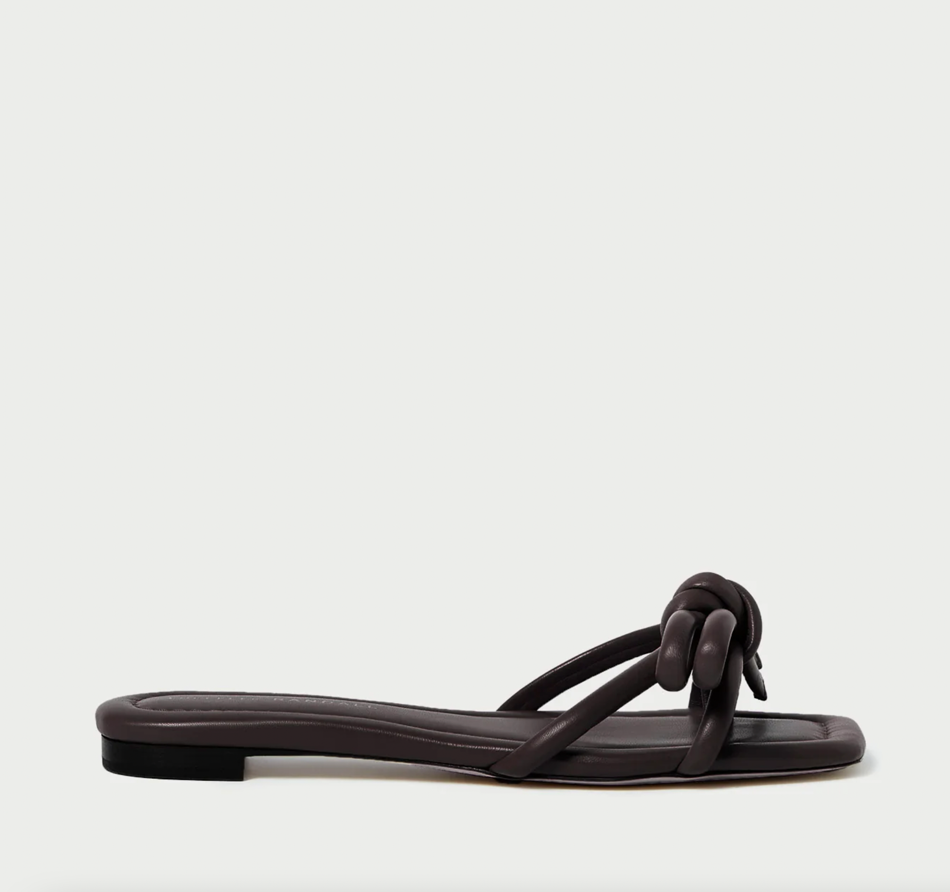 Hadley Leather Bow Flat Sandal-Choco