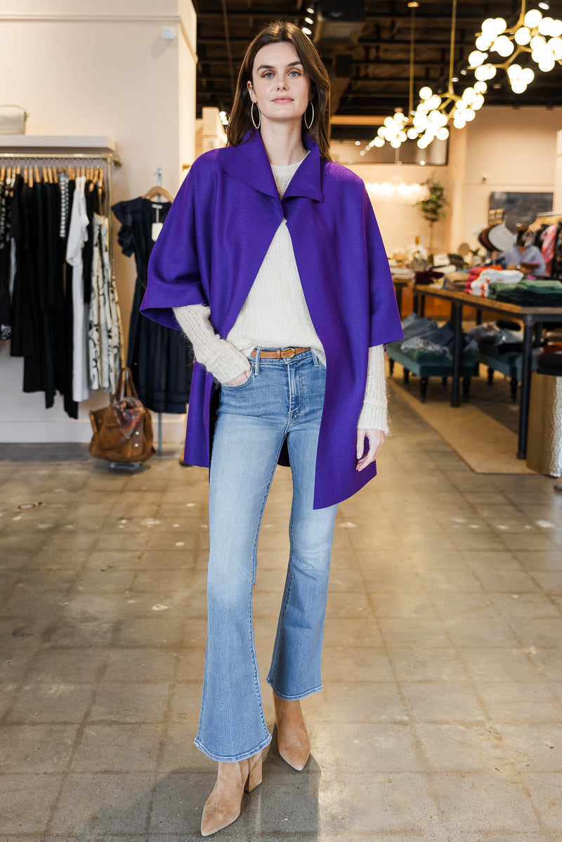 Wool Pressed Kimono - Purple