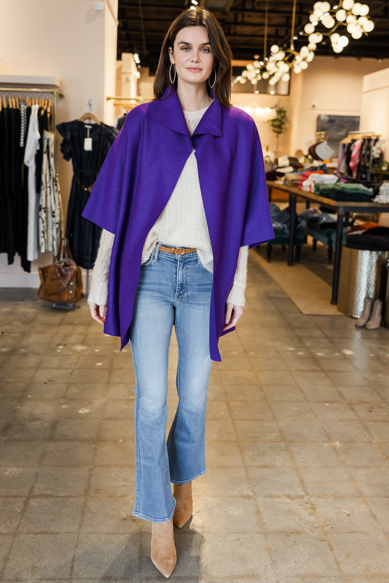 Wool Pressed Kimono - Purple