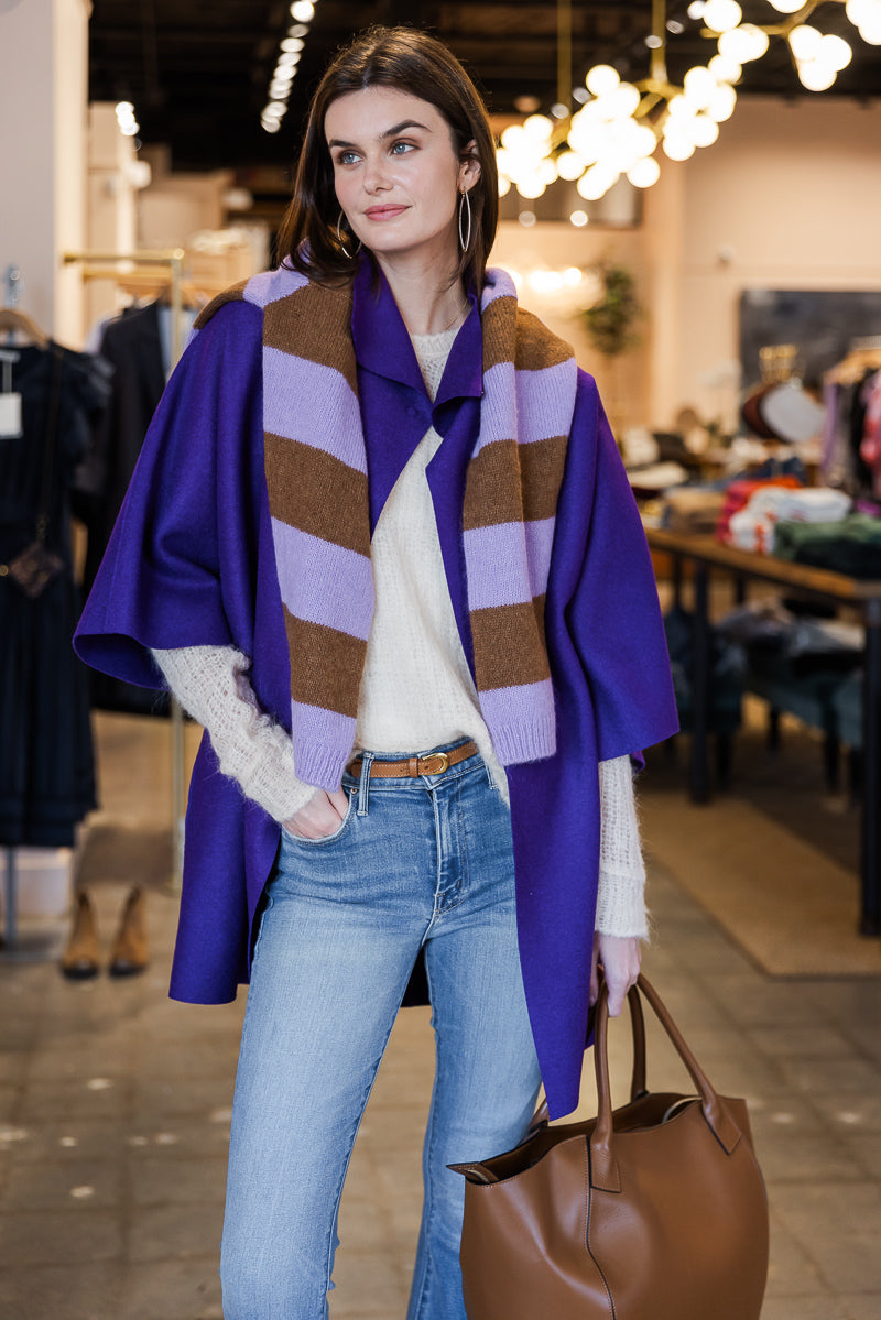 Wool Pressed Kimono - Purple