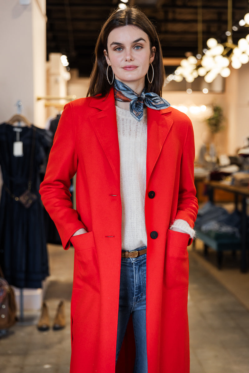 Long Boxy Coat - Red