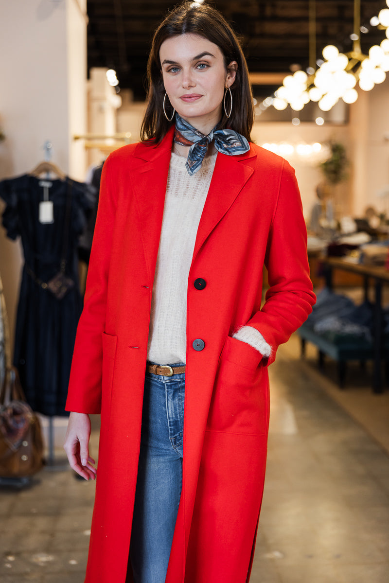 Long Boxy Coat - Red