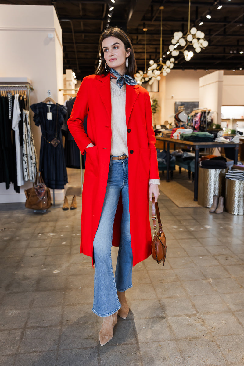 Long Boxy Coat - Red