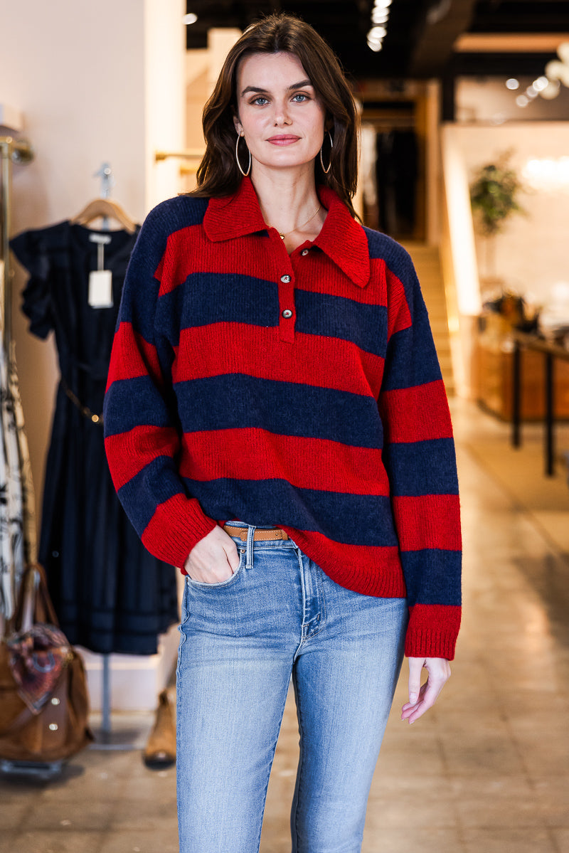 Brenton Sweater - Red Blue