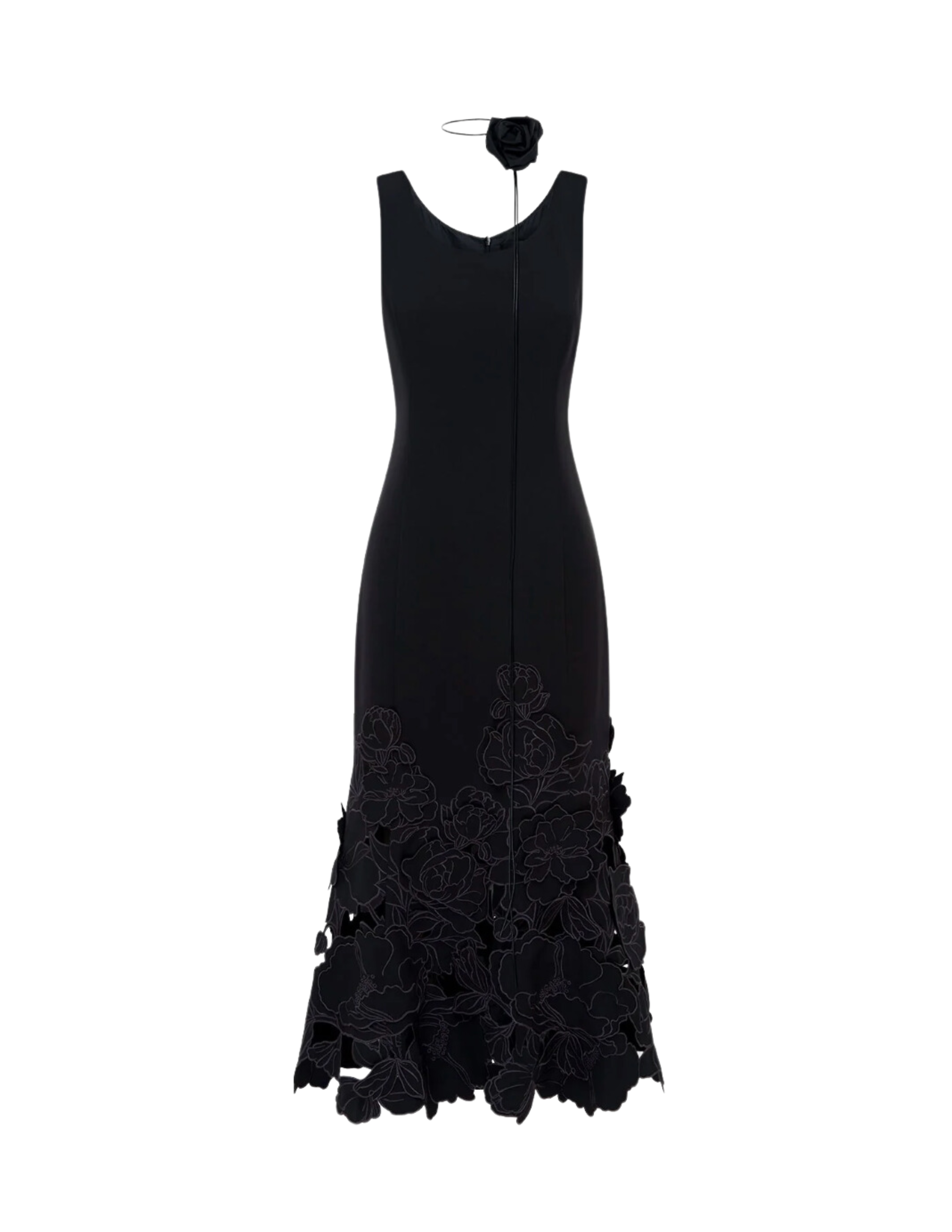 Emily Applique Midi Dress - Ebony