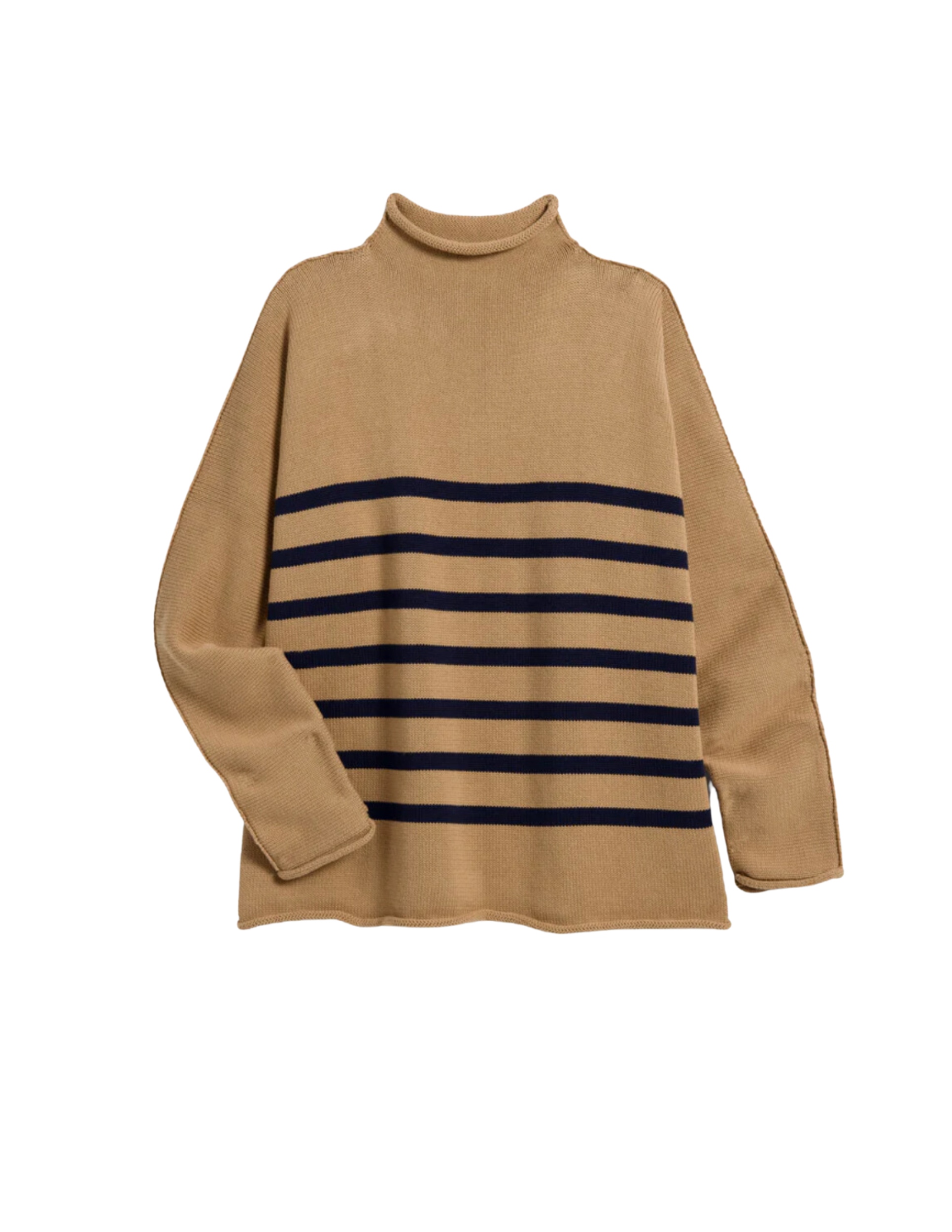 Monterey Sweater-Camel and Navy Stripe