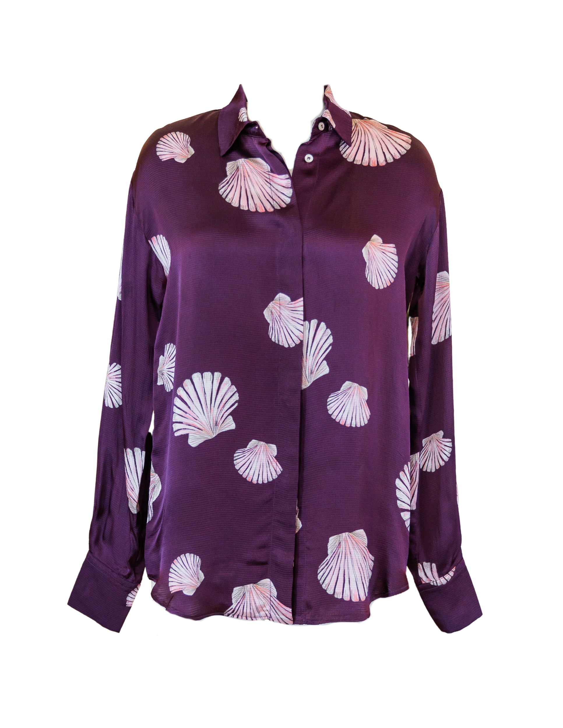 "Mother of Pearl" Print Satin Top - Ruby