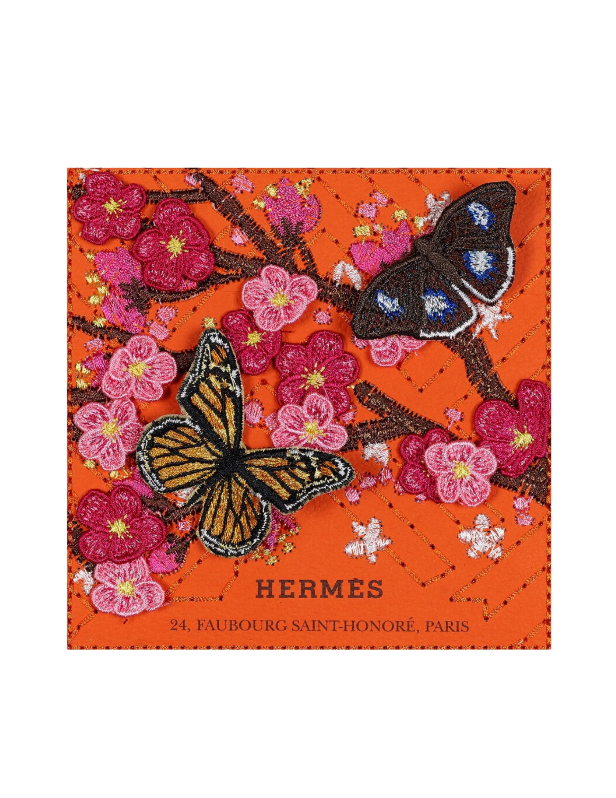 Petite Orange Hermes Cherry Blossom Butterflies (SWP45)