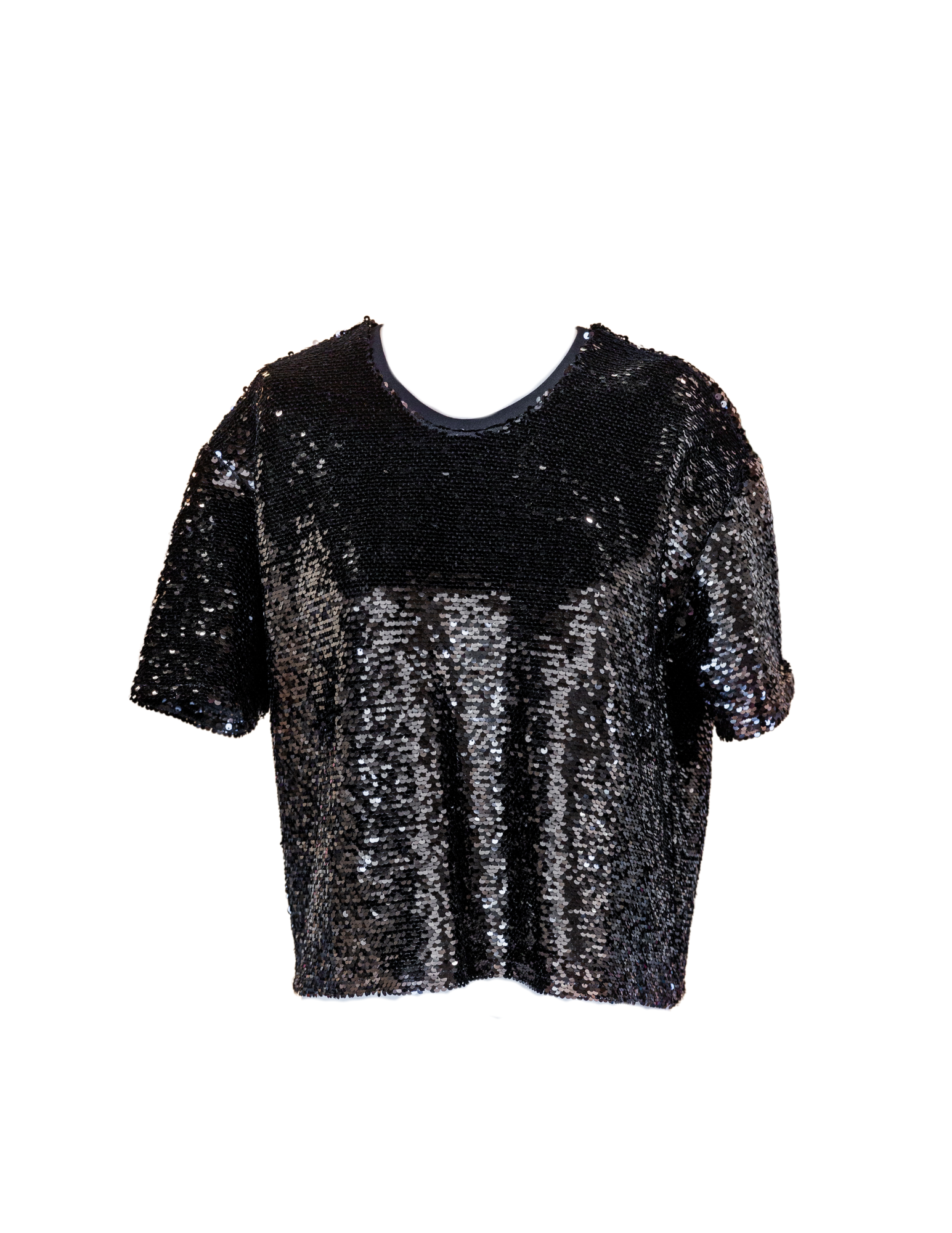 Shimmer Sequin Boy Shirt - Black