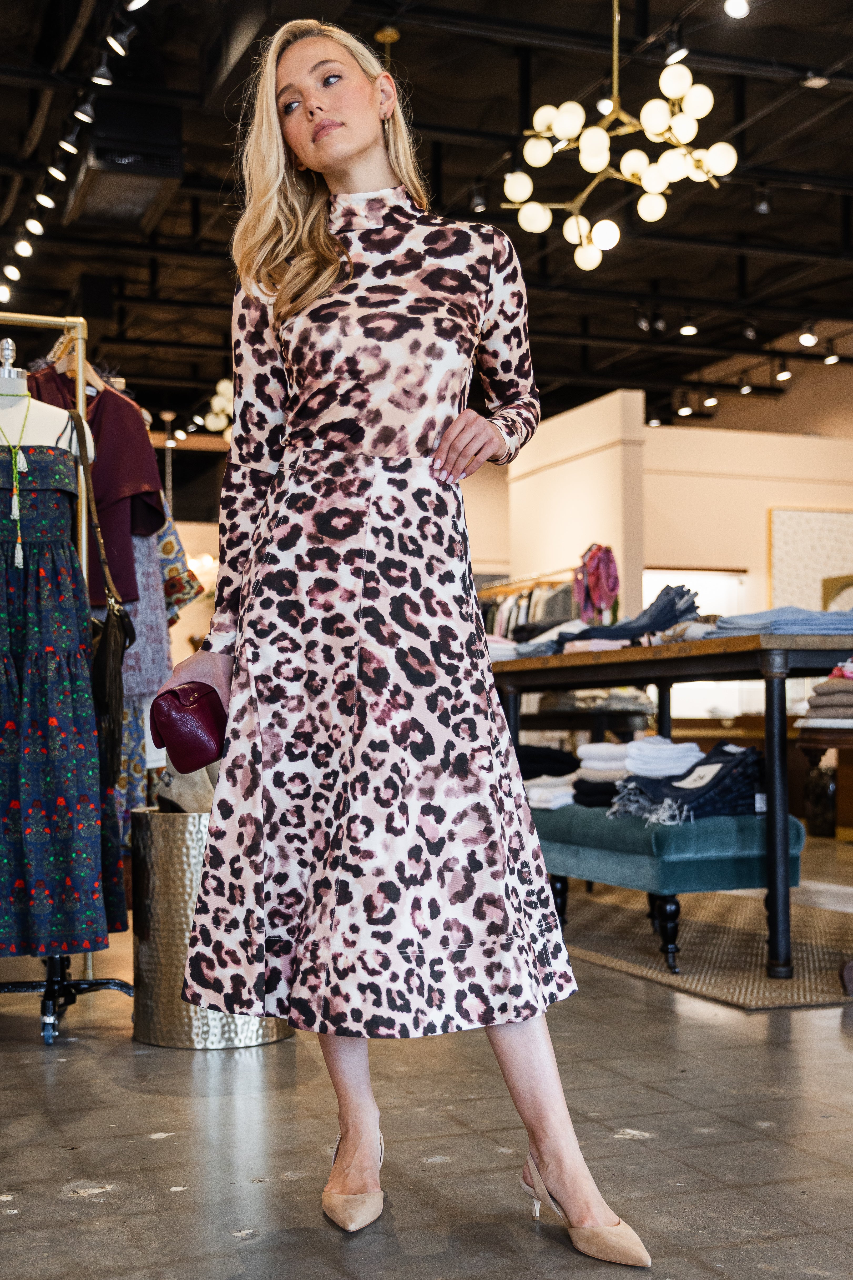 Aisha Skirt - Abstract Cheetah Ivory