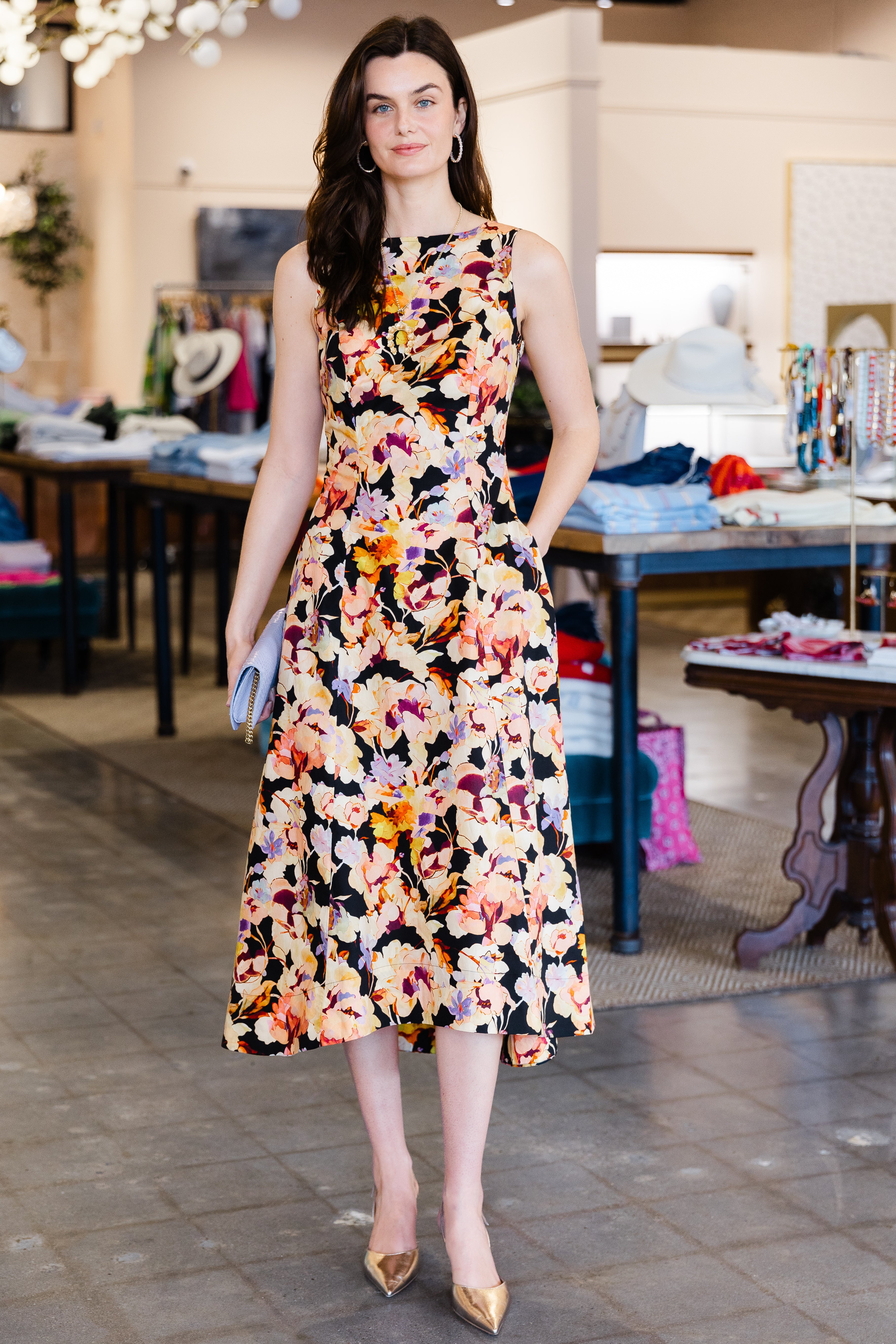Georgia Cotton Midi Dress- Night Bloom