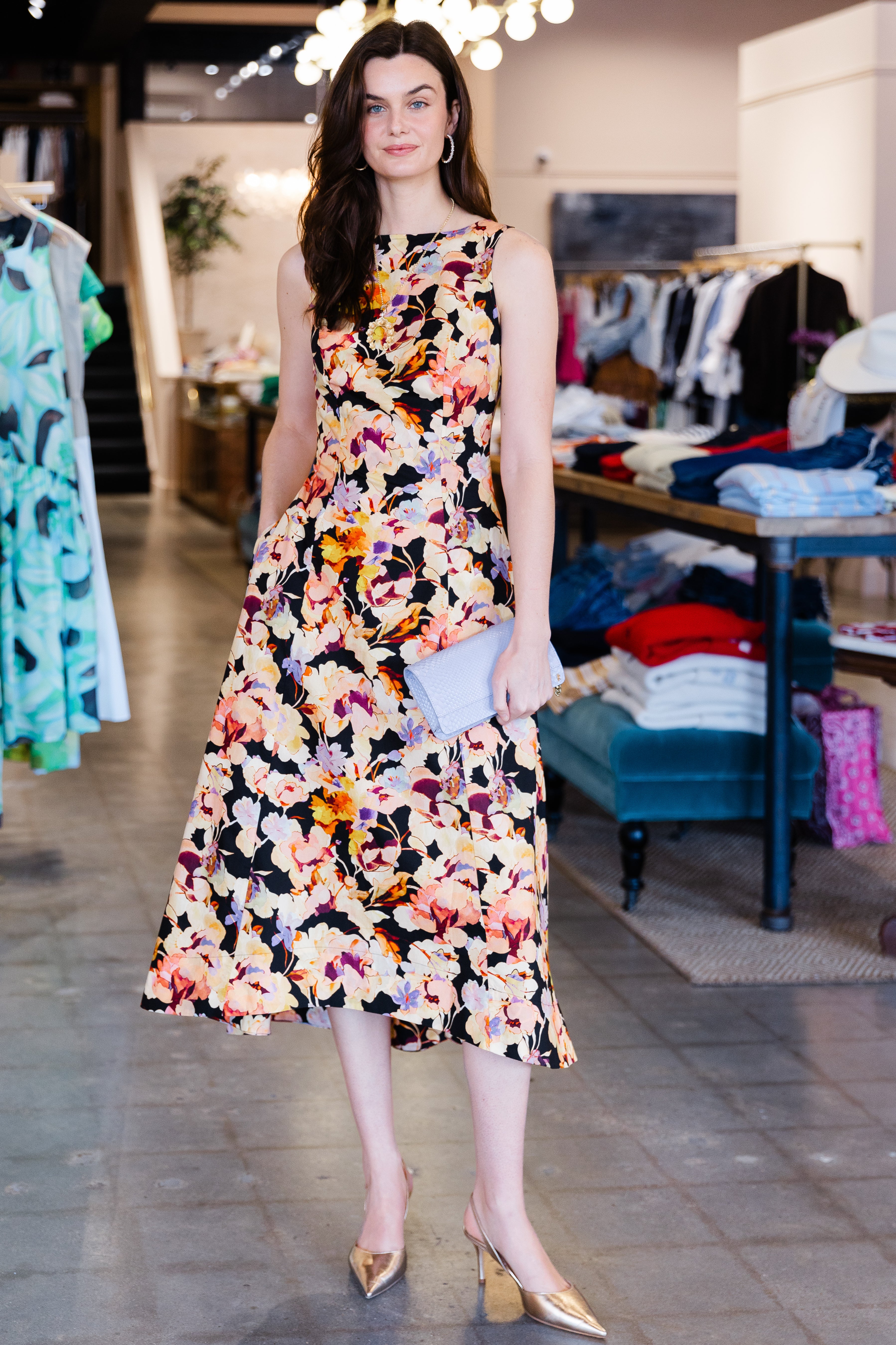 Georgia Cotton Midi Dress- Night Bloom