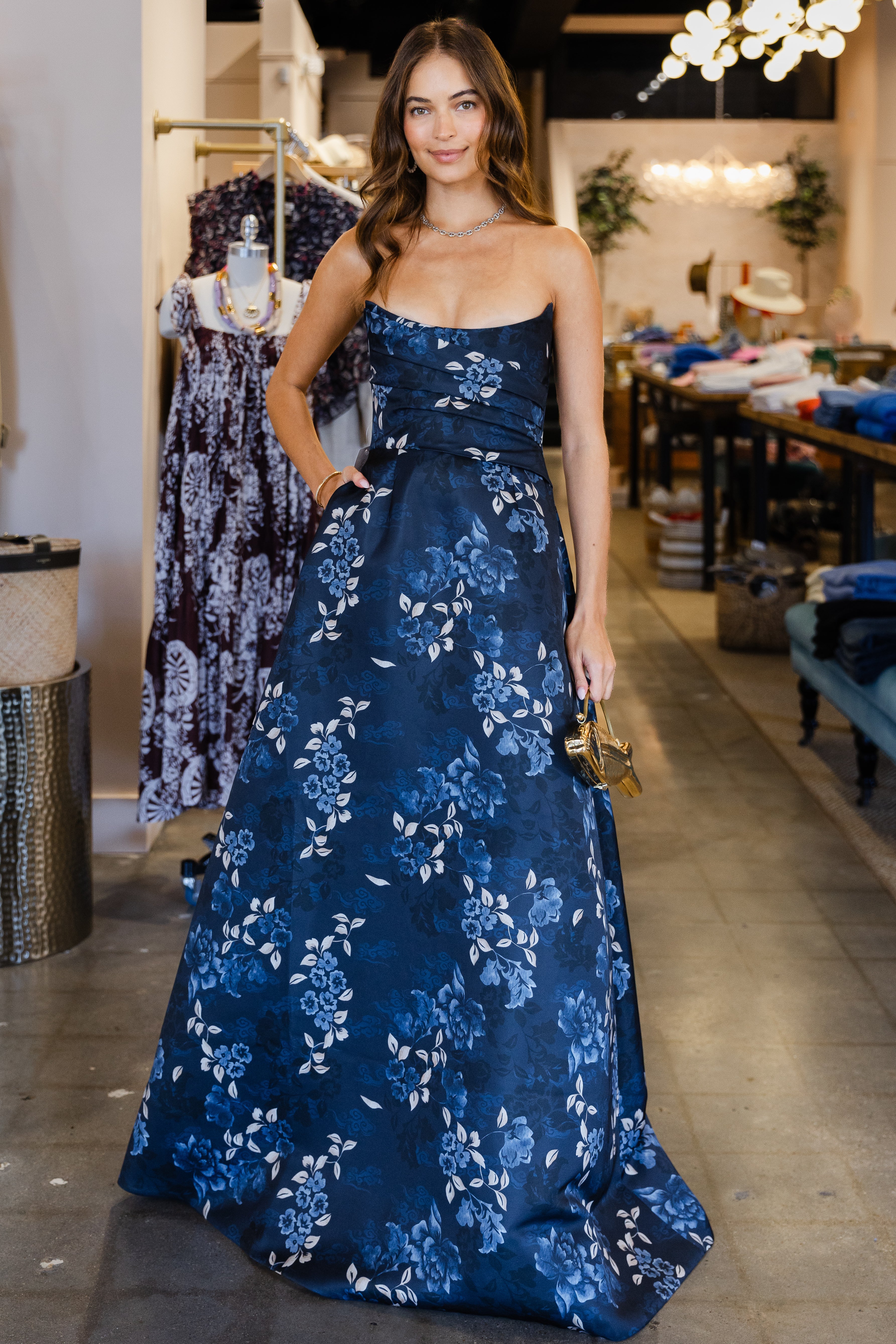 Anika Satin Gown - Midnight Blue
