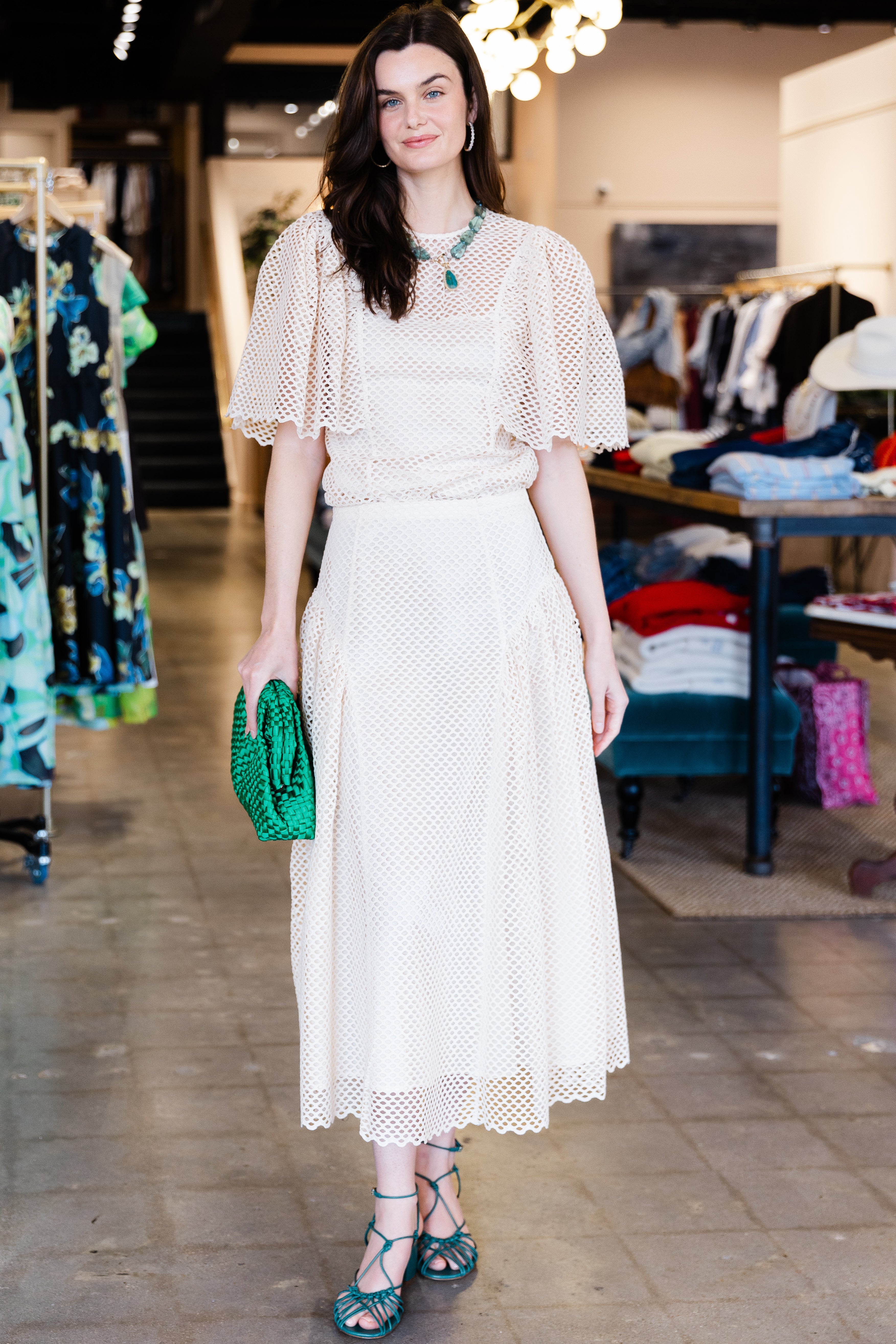 Hera SS Eyelet Cotton Top - Cowrie