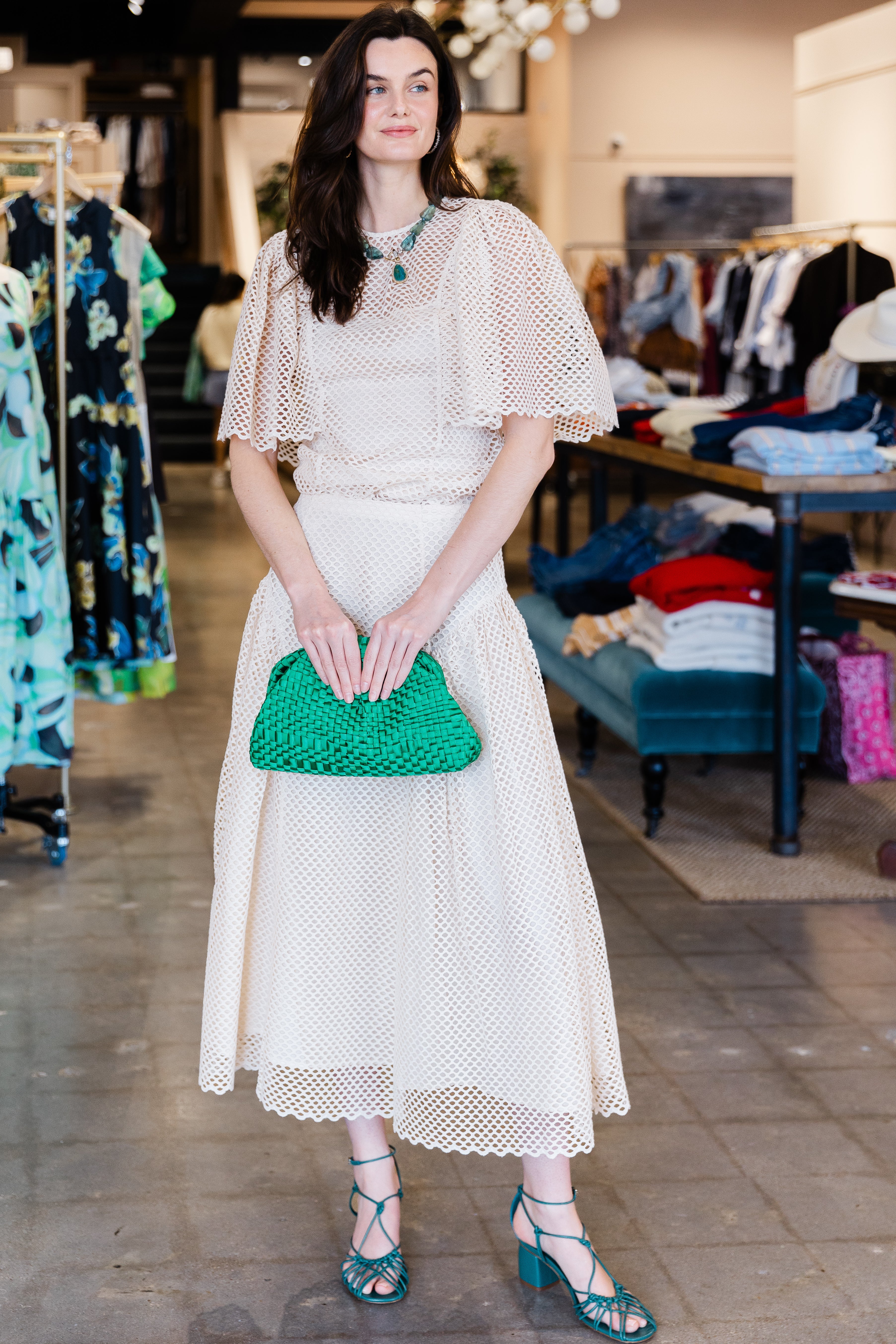 Hera SS Eyelet Cotton Top - Cowrie