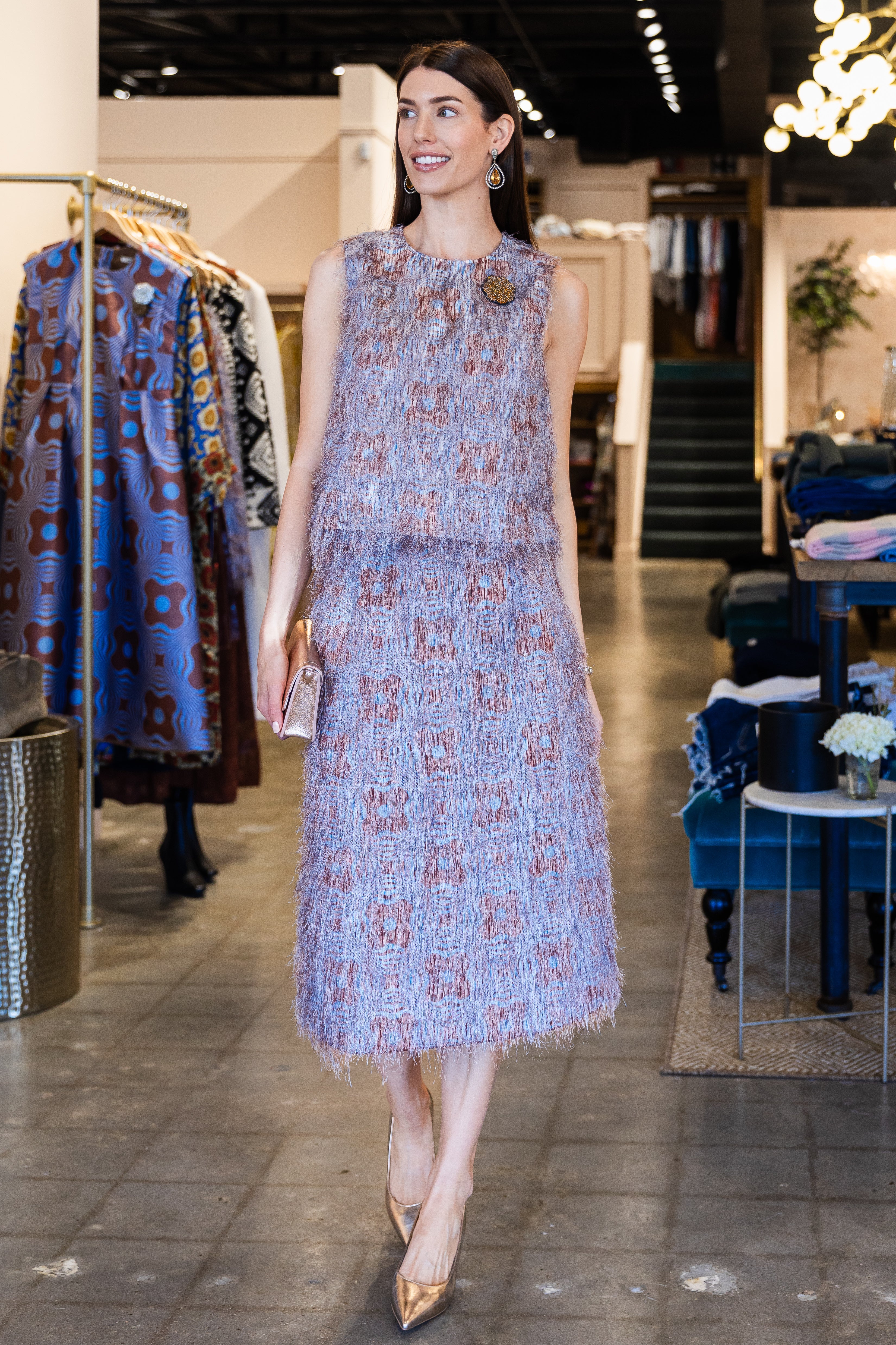 Print Midi Skirt - Nordic Blue