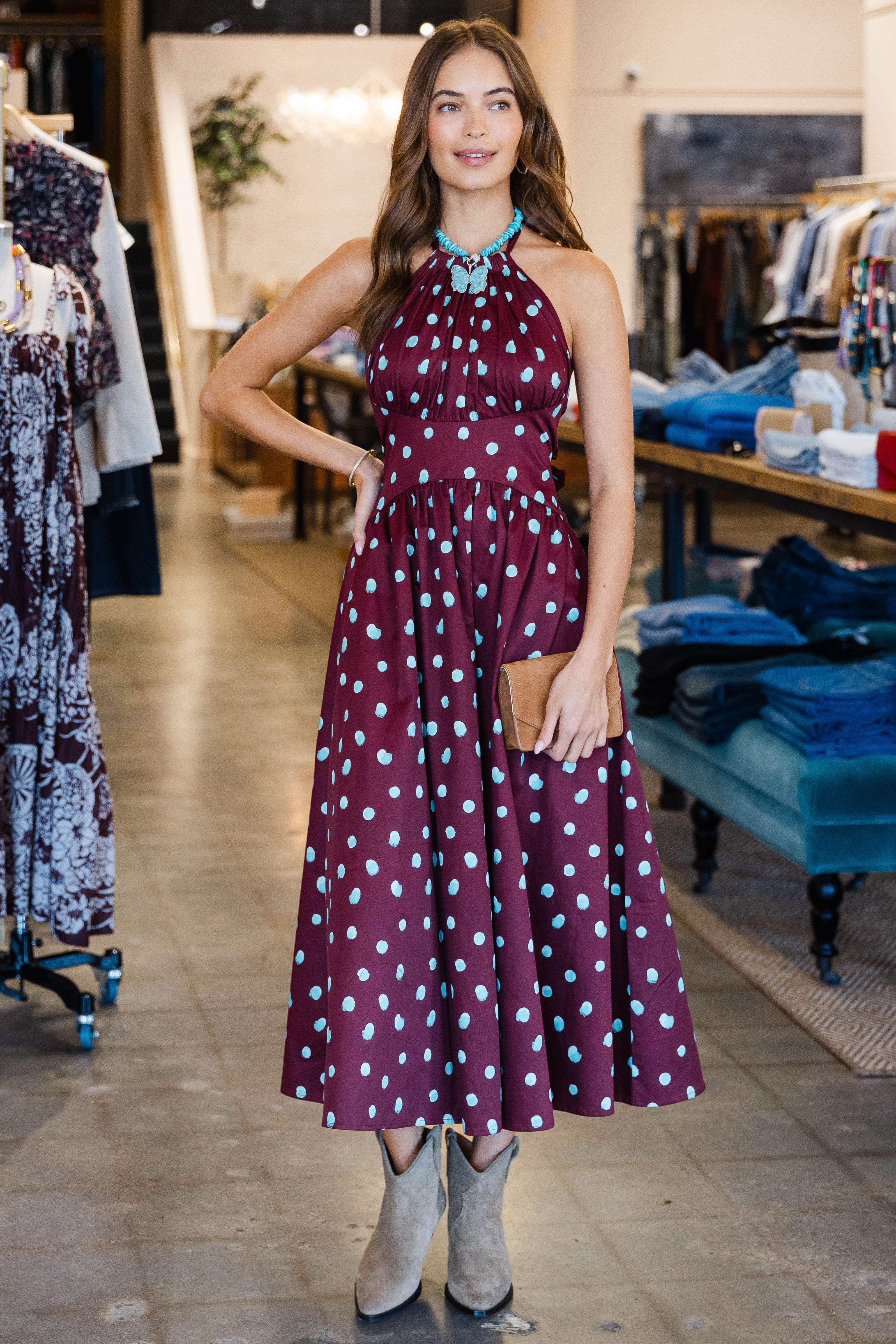 Halter in the Name of Love Dress - Maroon