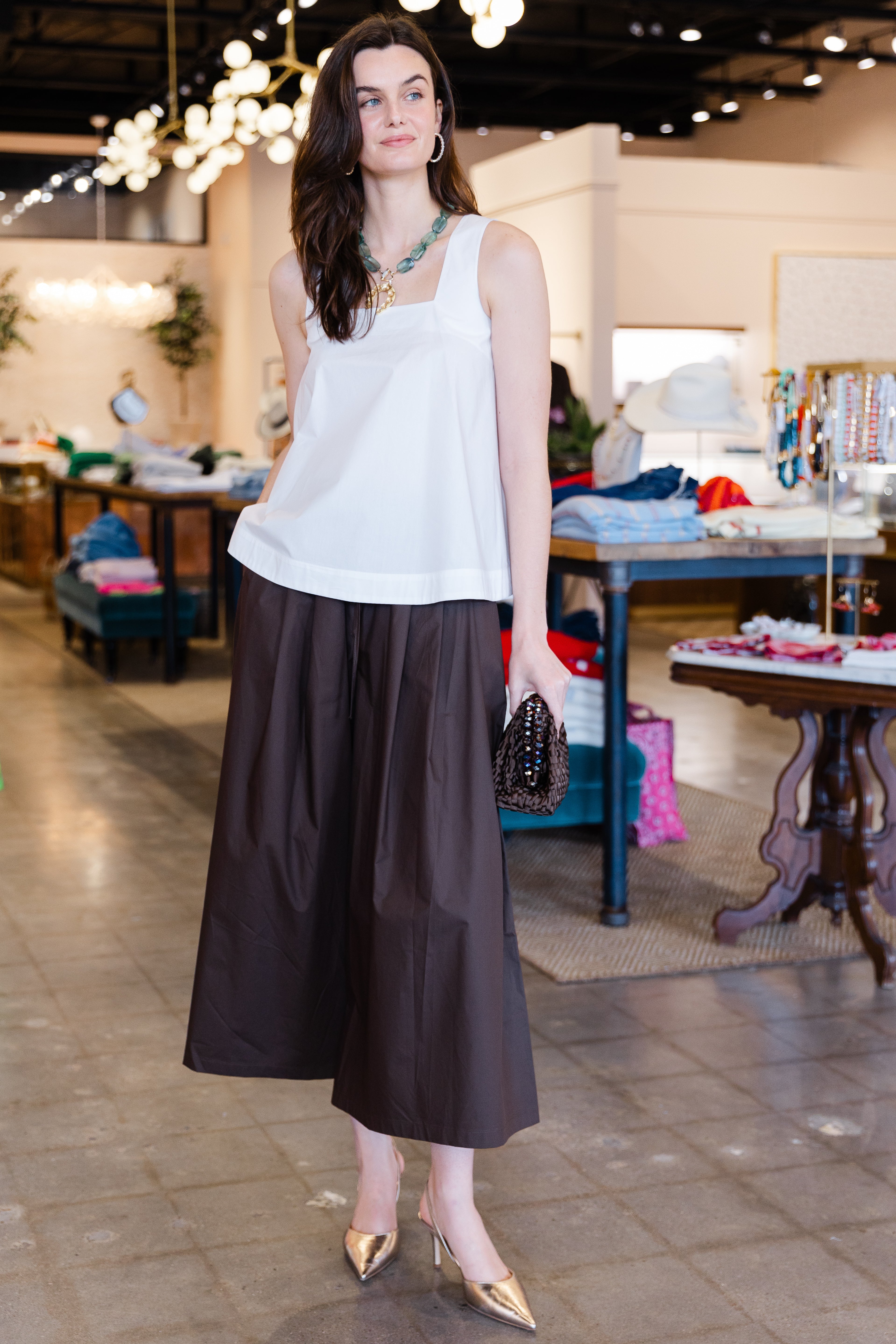 Square Neck Sleeveless Top - White