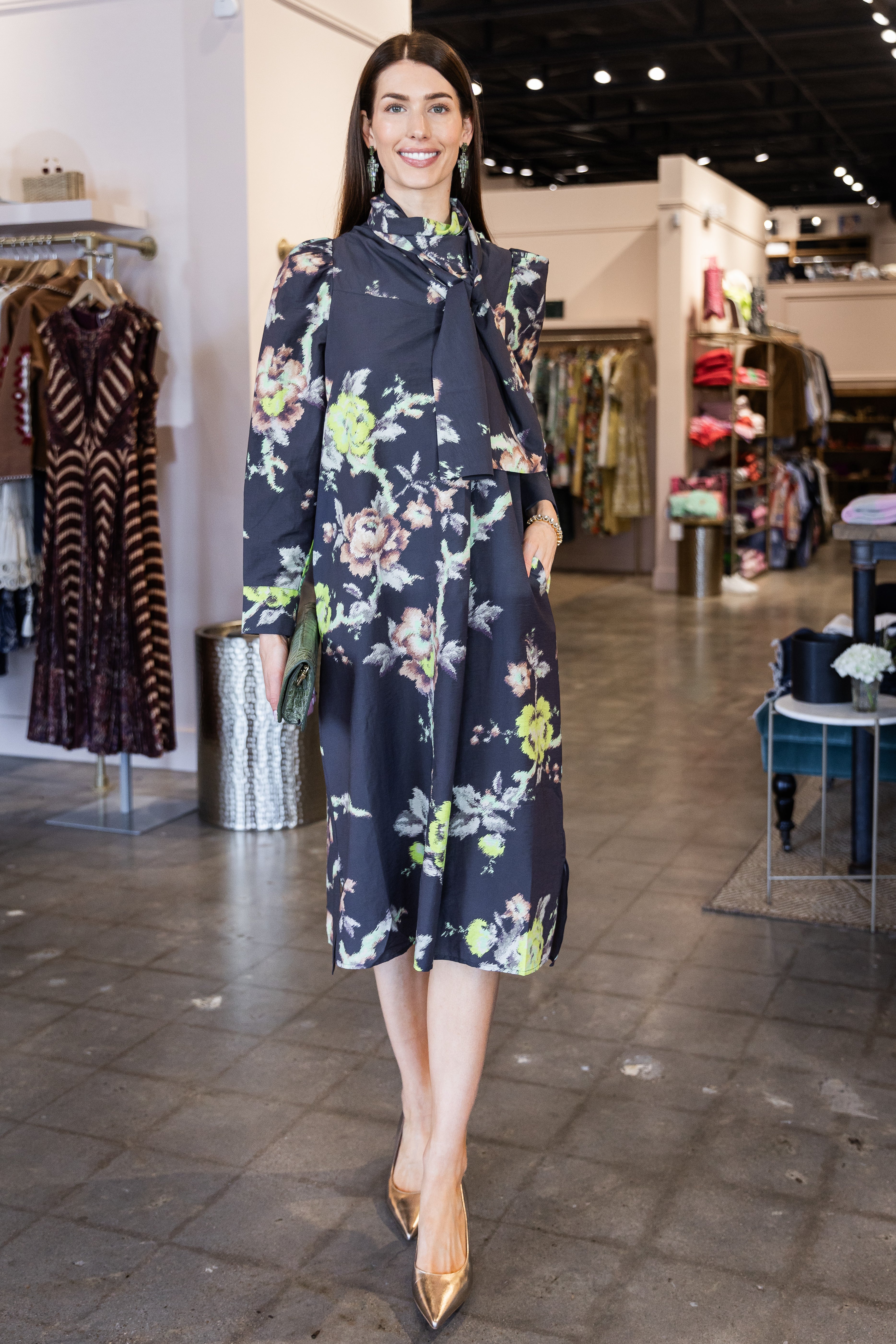 Floral Long Sleeve Dress - Indian Flower