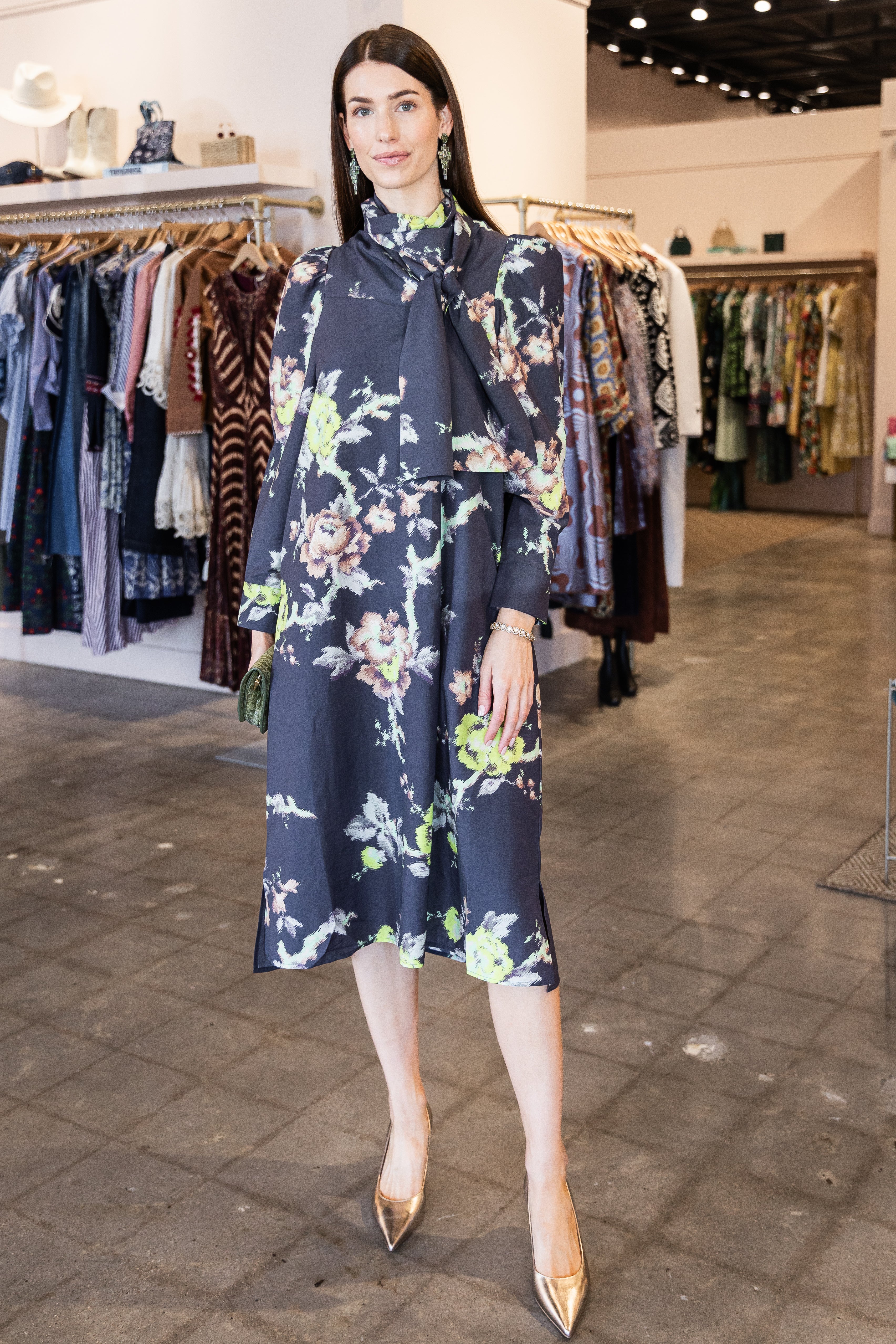 Floral Long Sleeve Dress - Indian Flower