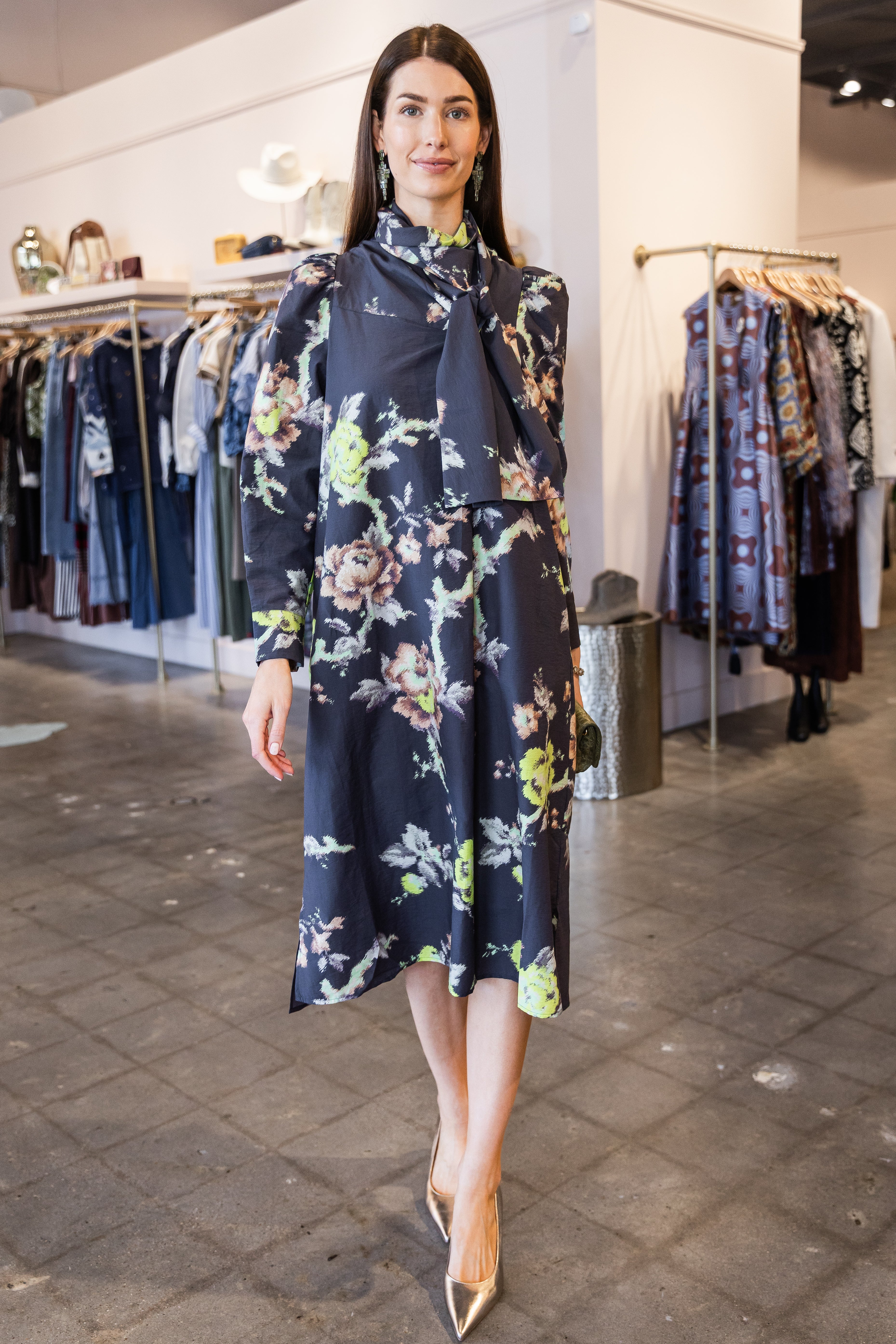 Floral Long Sleeve Dress - Indian Flower