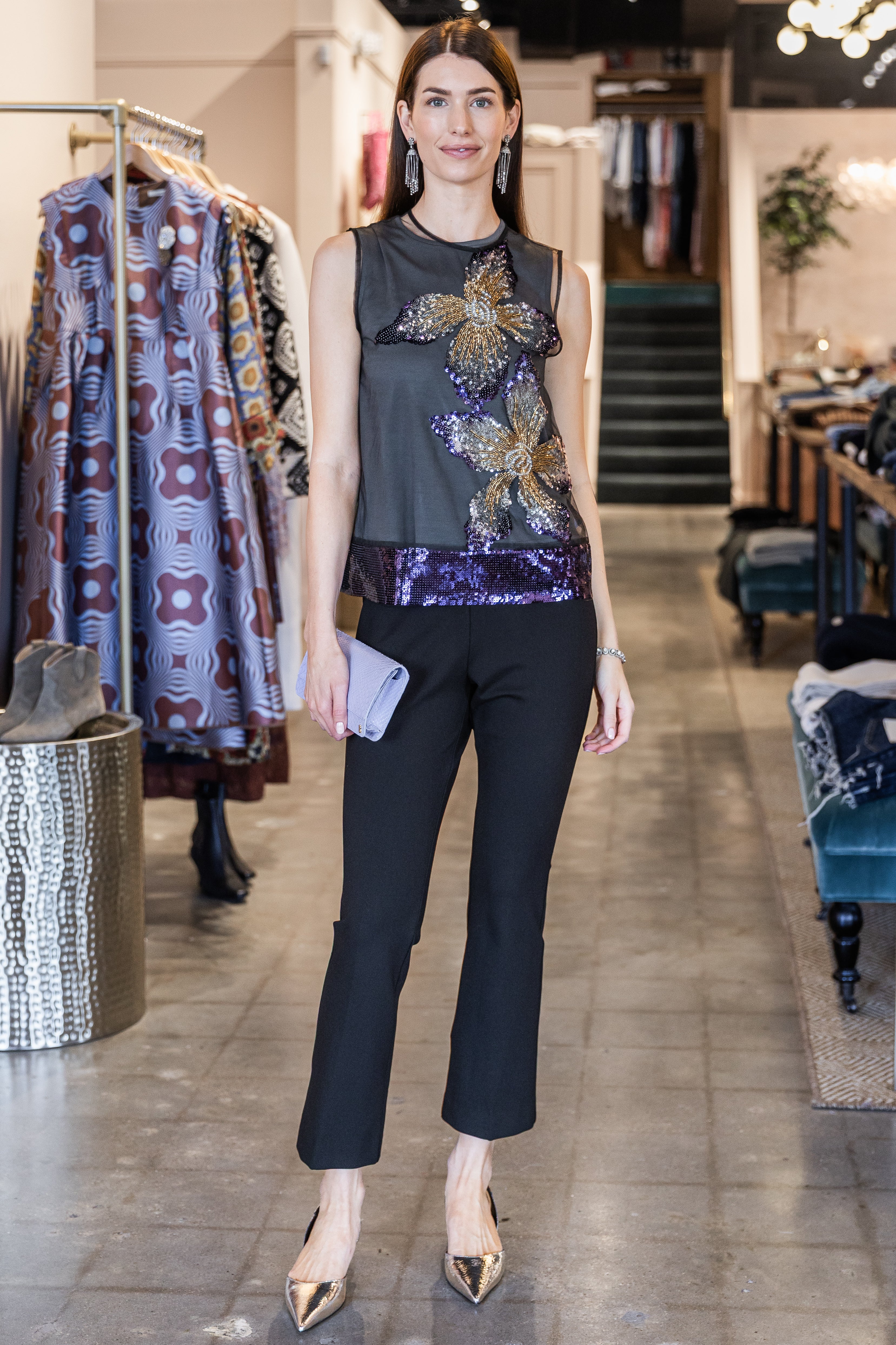 Sequin & Tulle Top - Berry