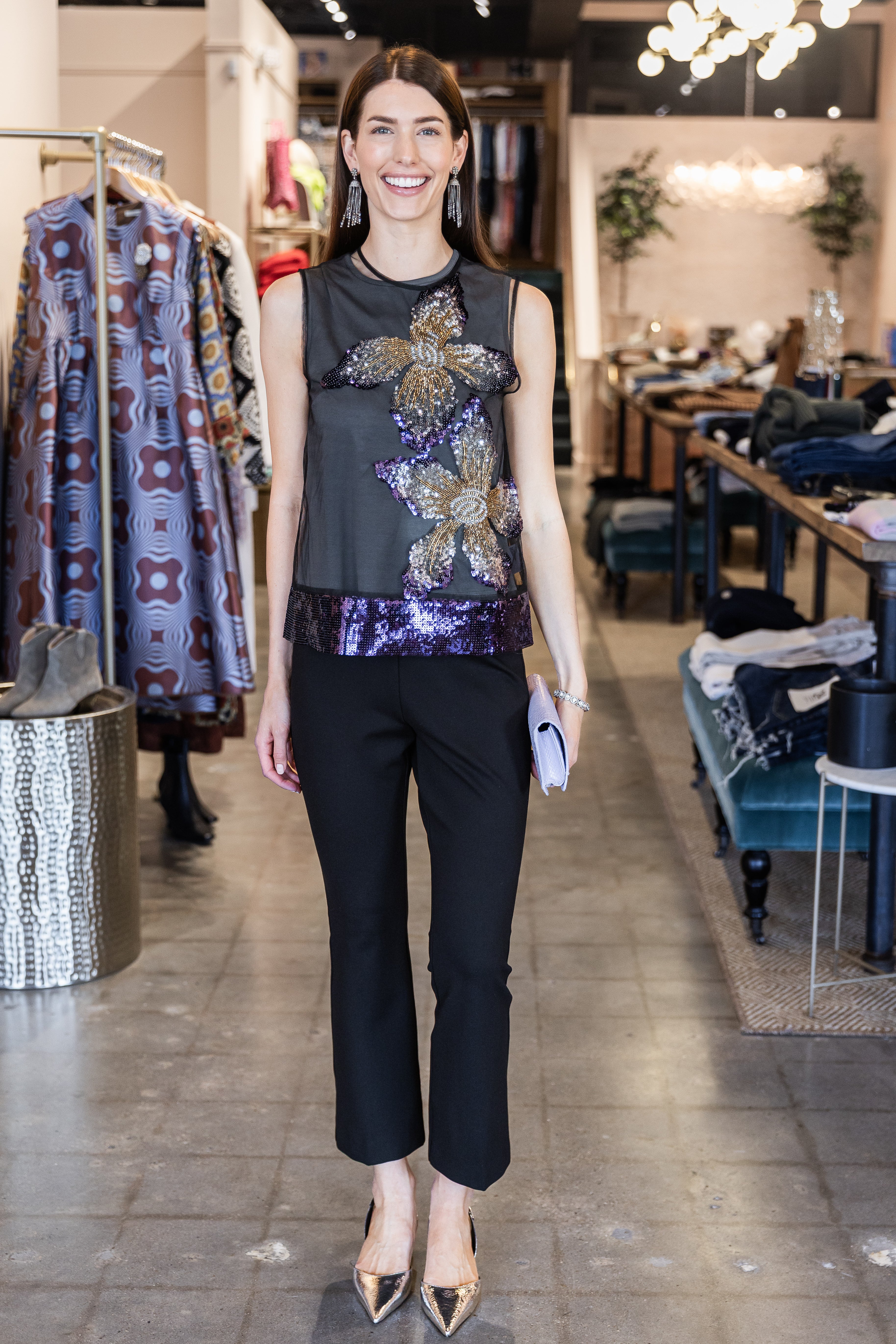 Sequin & Tulle Top - Berry