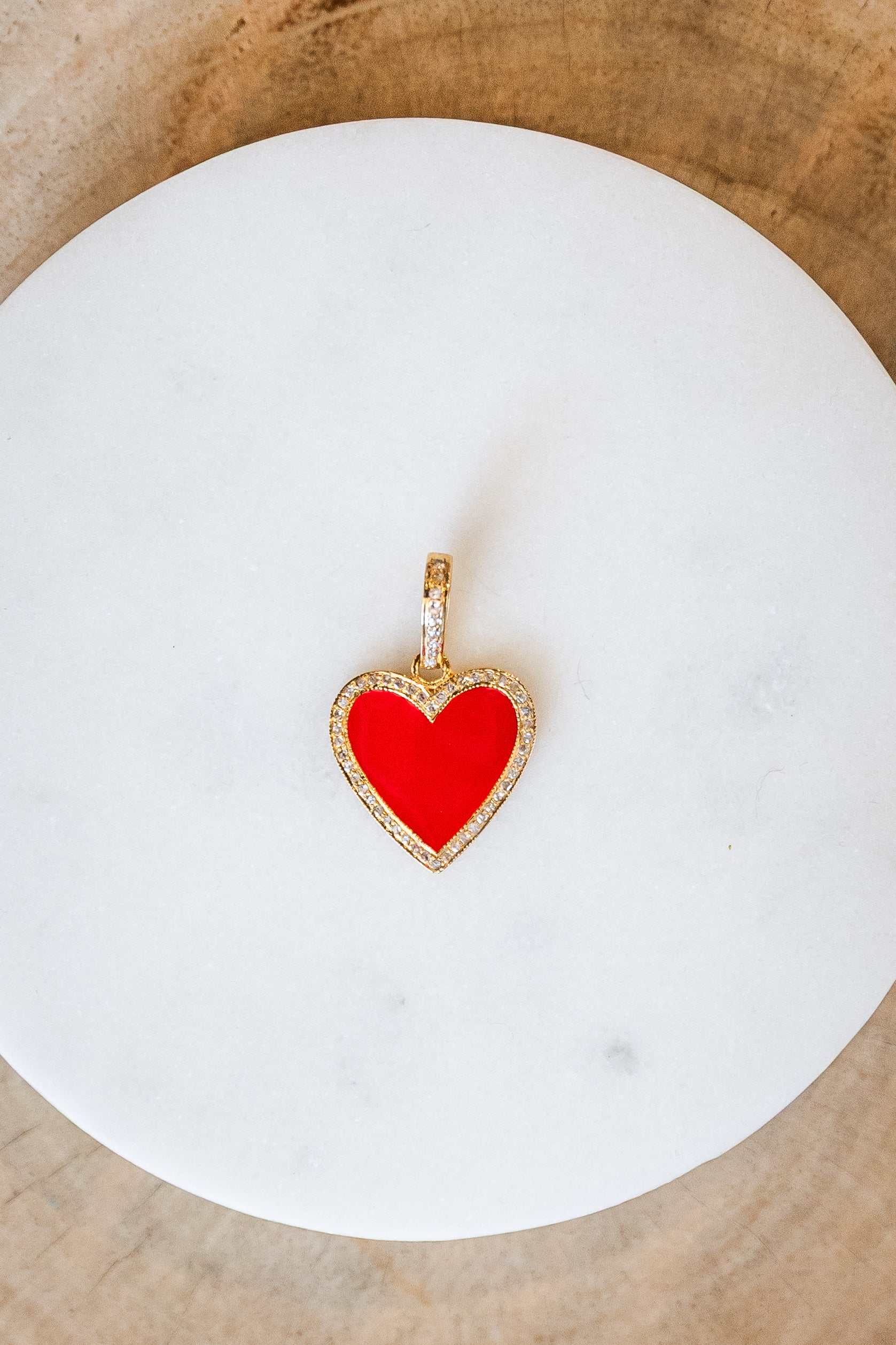 c103- small enamel heart red/brass