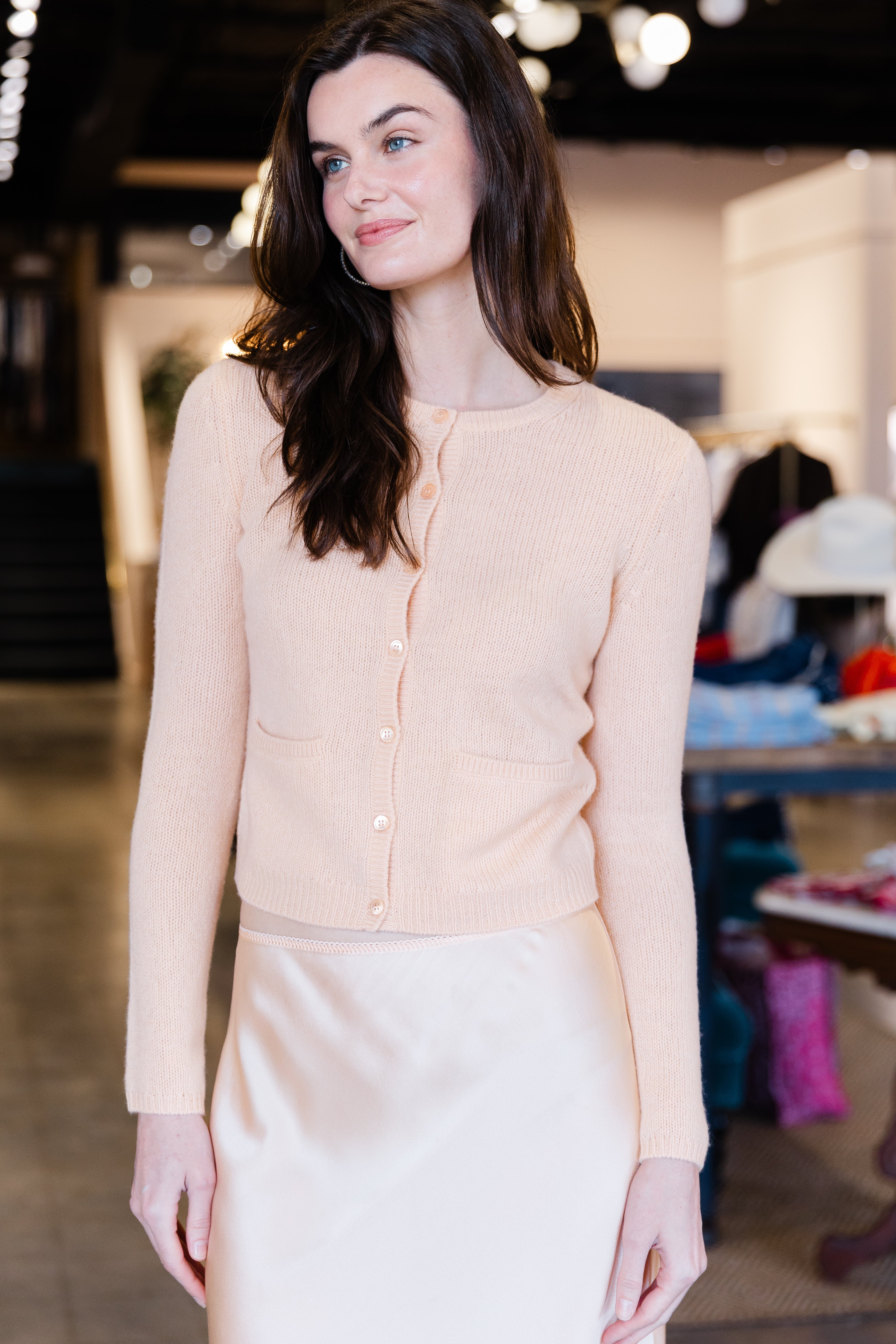 Thea Cashmere Cardigan - Light Peach Sorbet