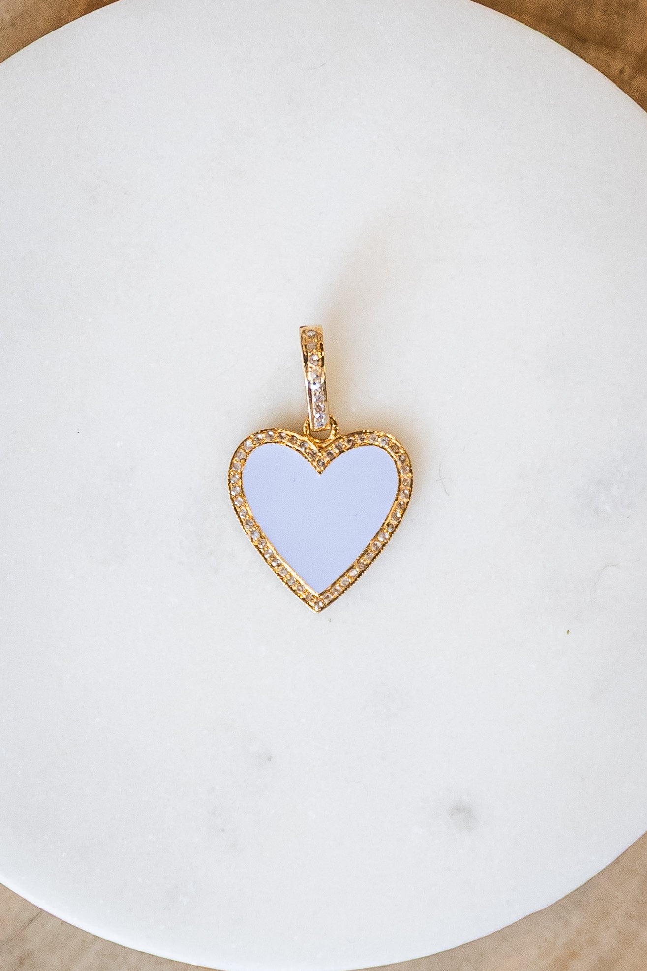 c103- small enamel heart lavender/brass