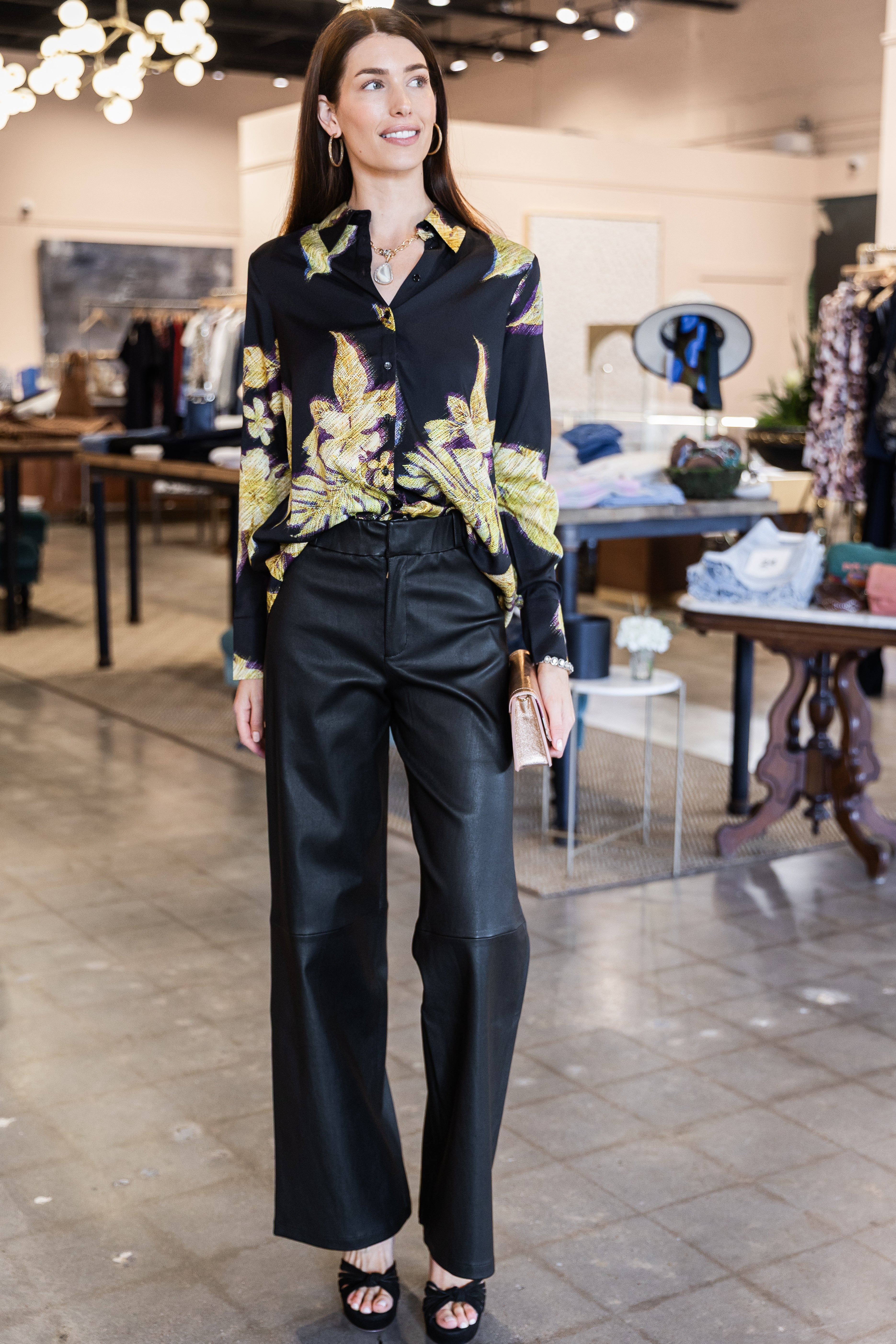 Floral Print Blouse - Gold