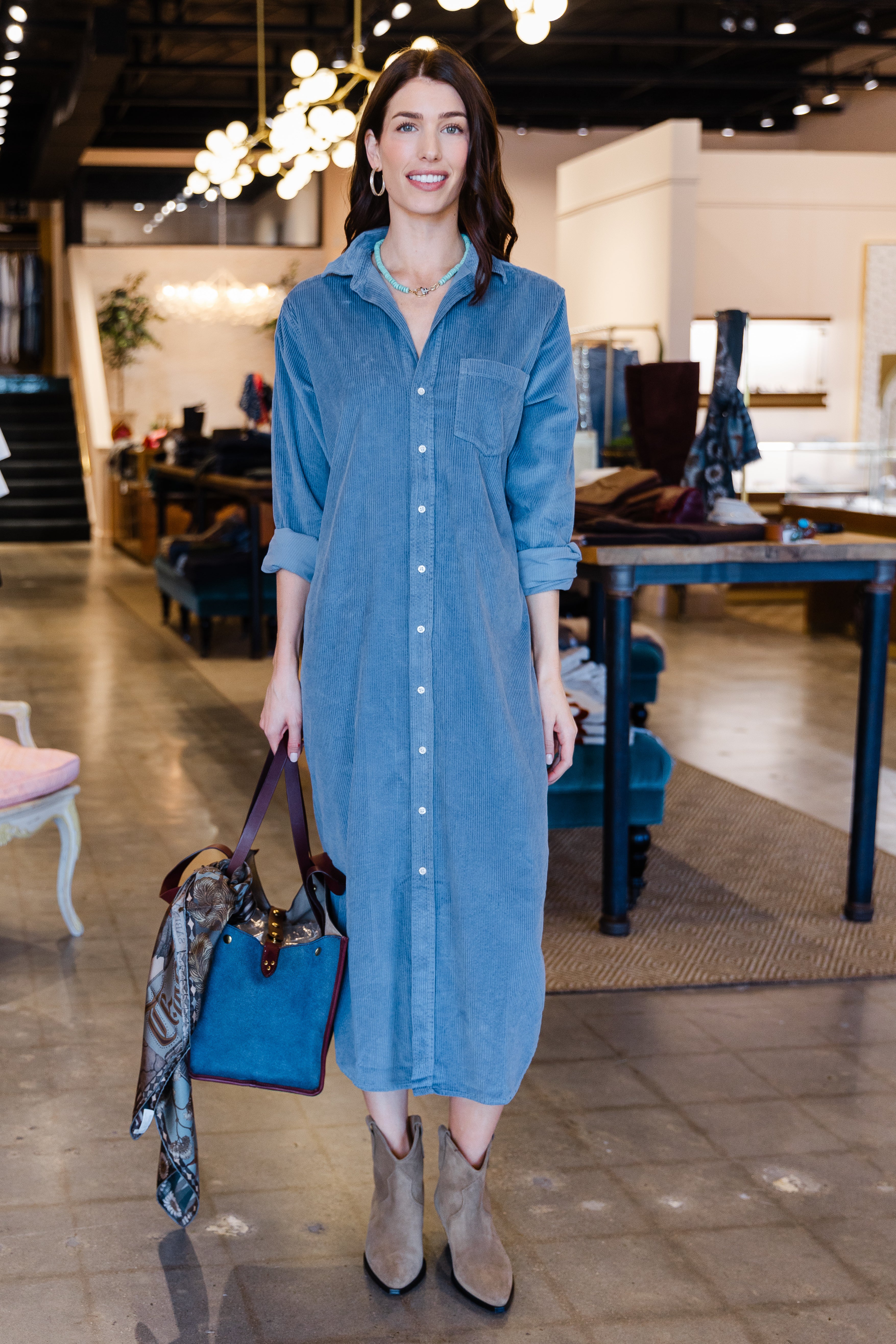 Rory Maxi Shirtdress - SLTC Slate Corduroy