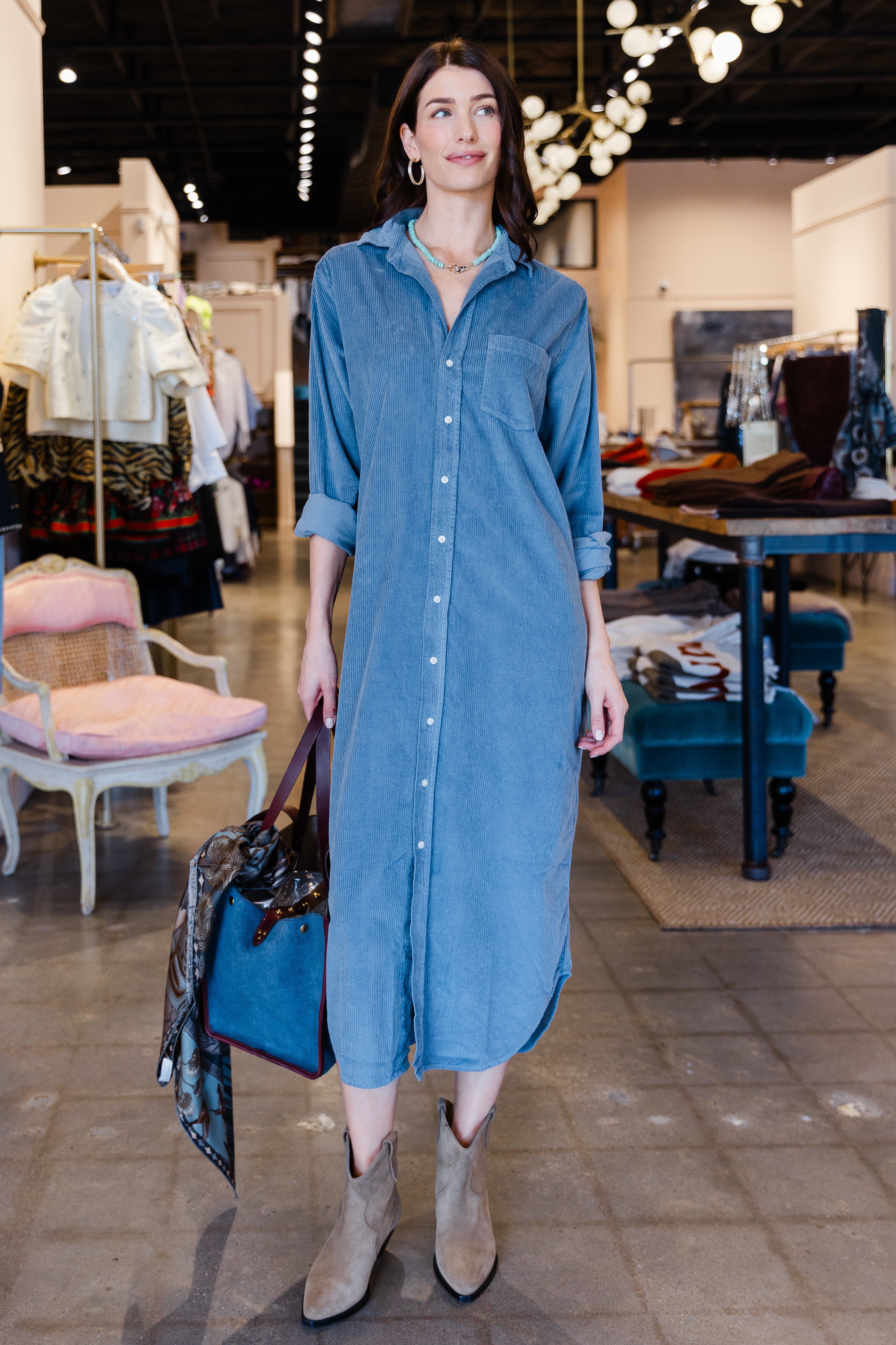 Rory Maxi Shirtdress - SLTC Slate Corduroy