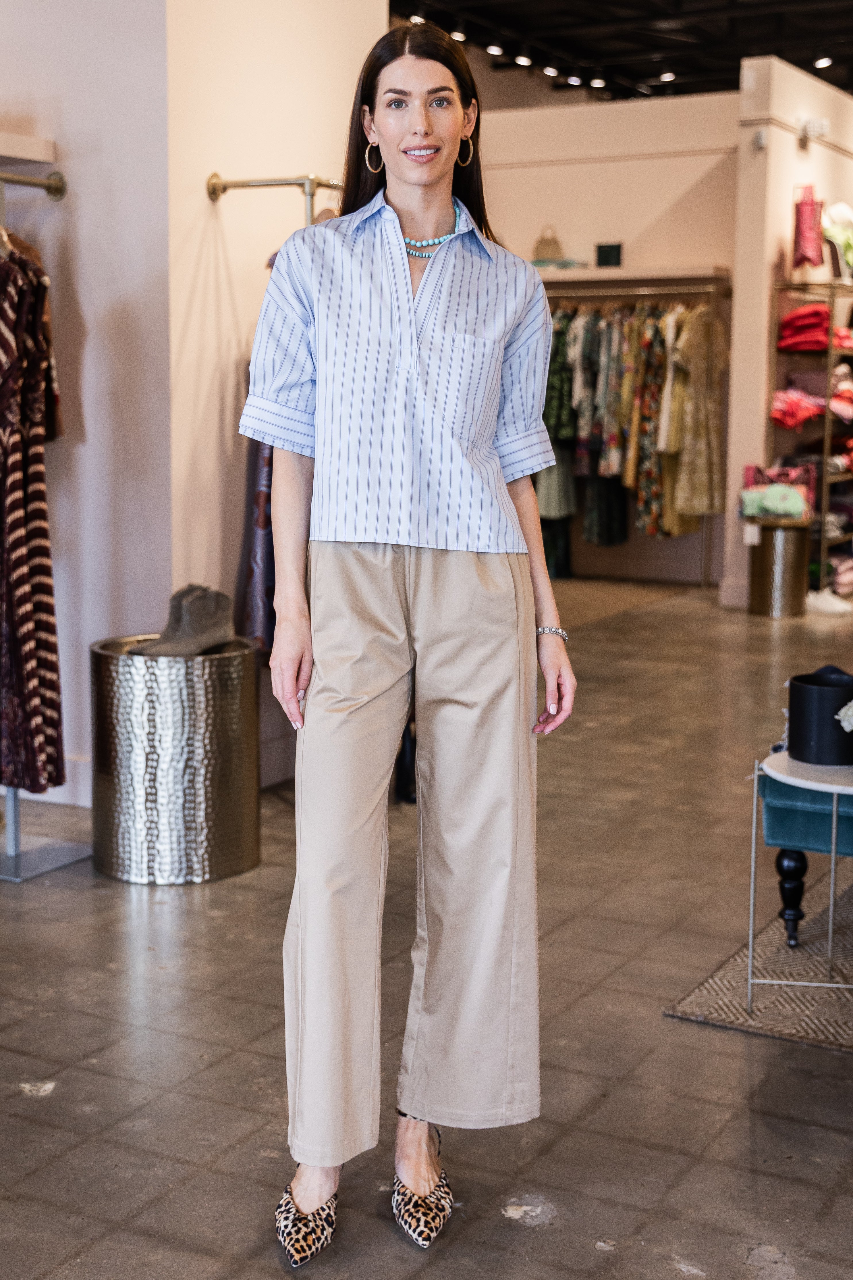 Rose Top - Blue Stripe