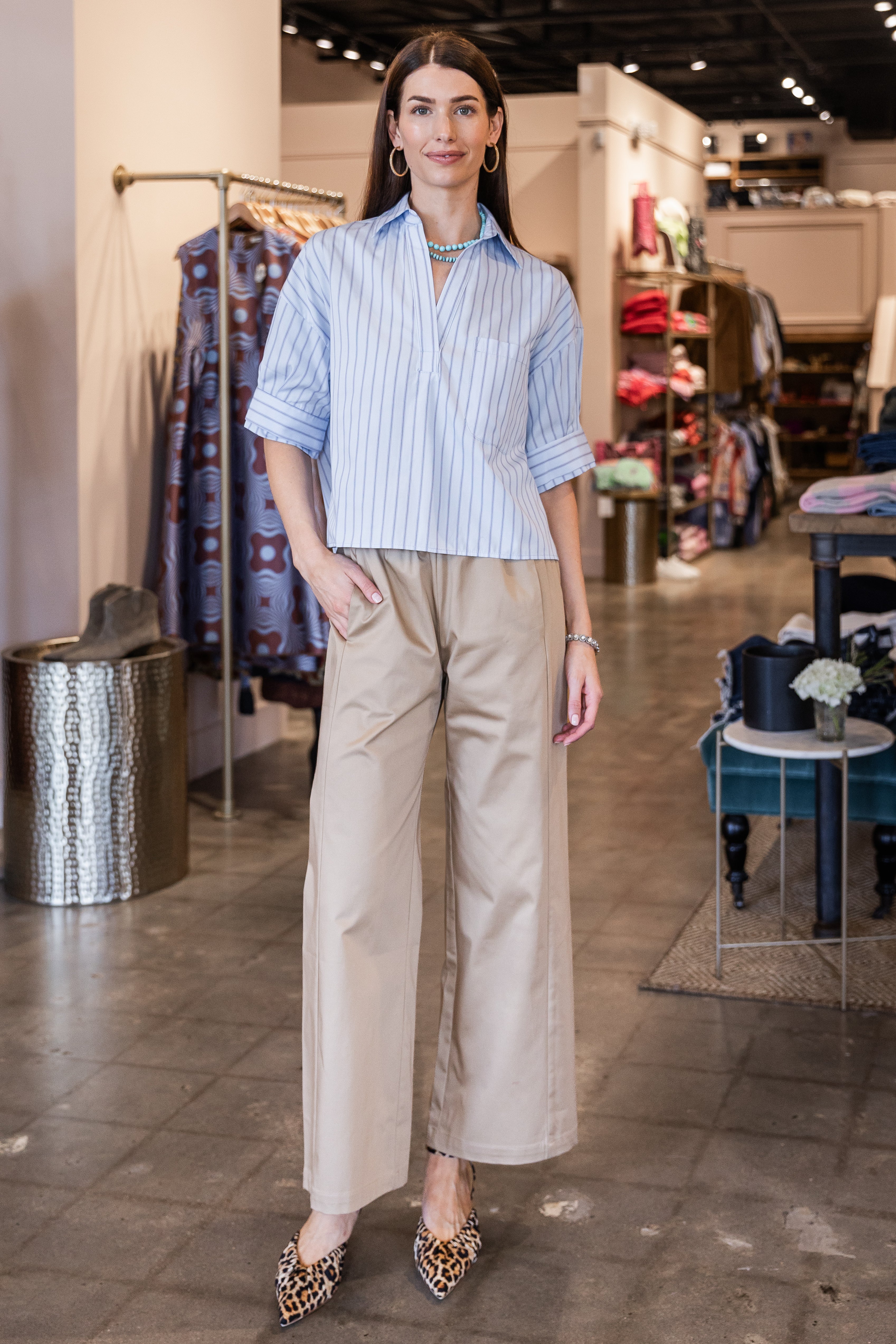 Rose Top - Blue Stripe