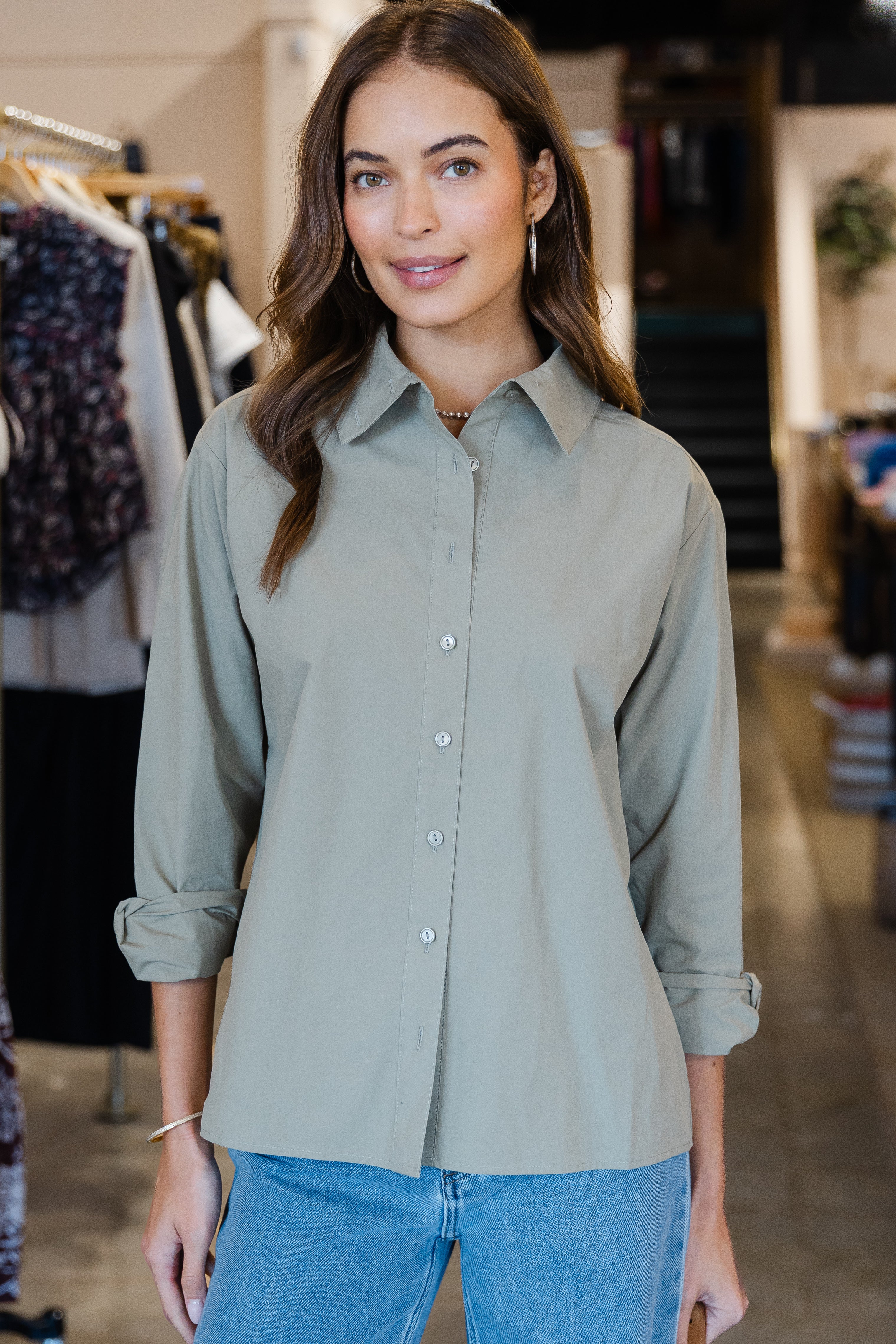 Madison Button Down - Army Green