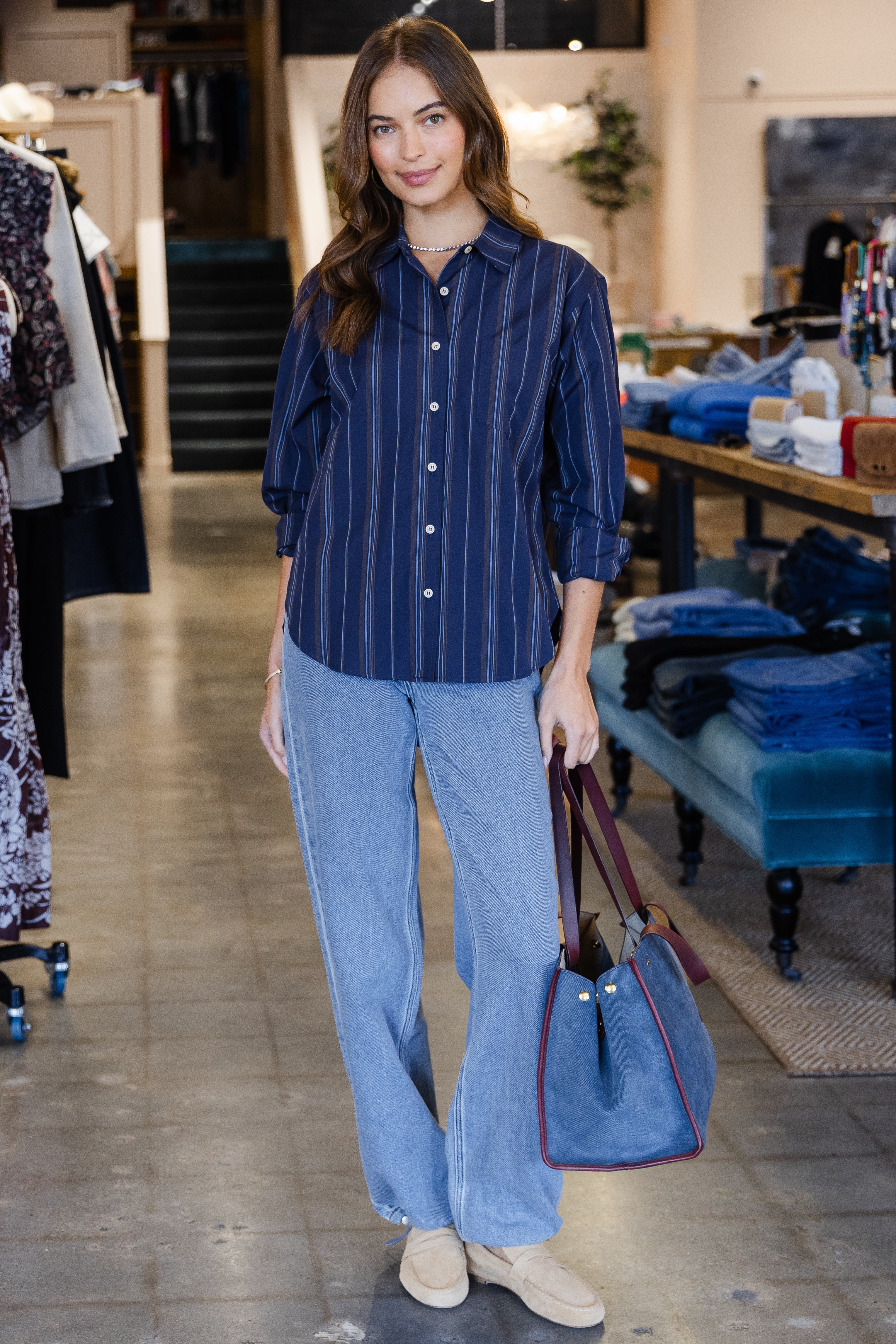 The Weekend Shirt- Royal Stripe