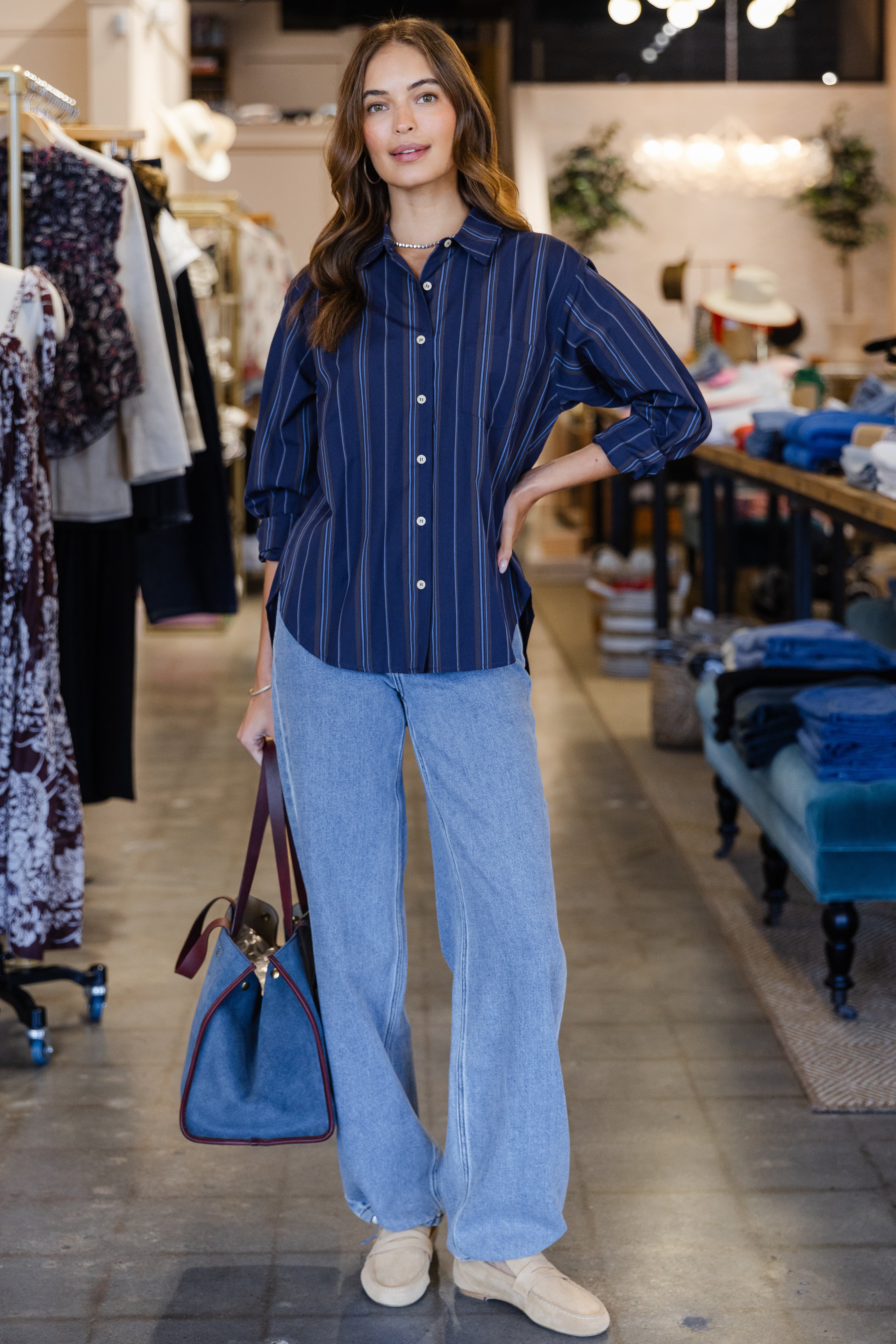 The Weekend Shirt- Royal Stripe