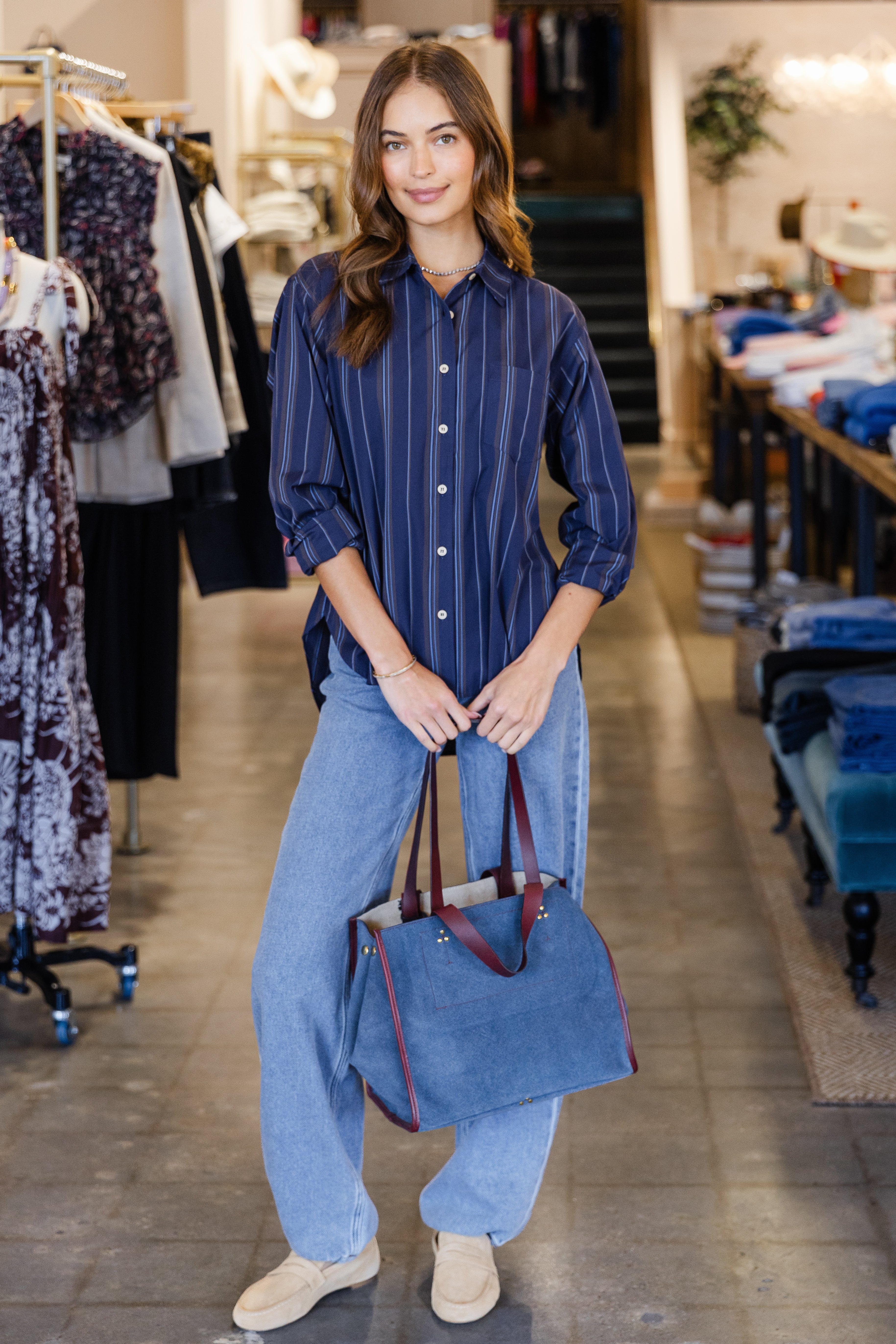 The Weekend Shirt- Royal Stripe