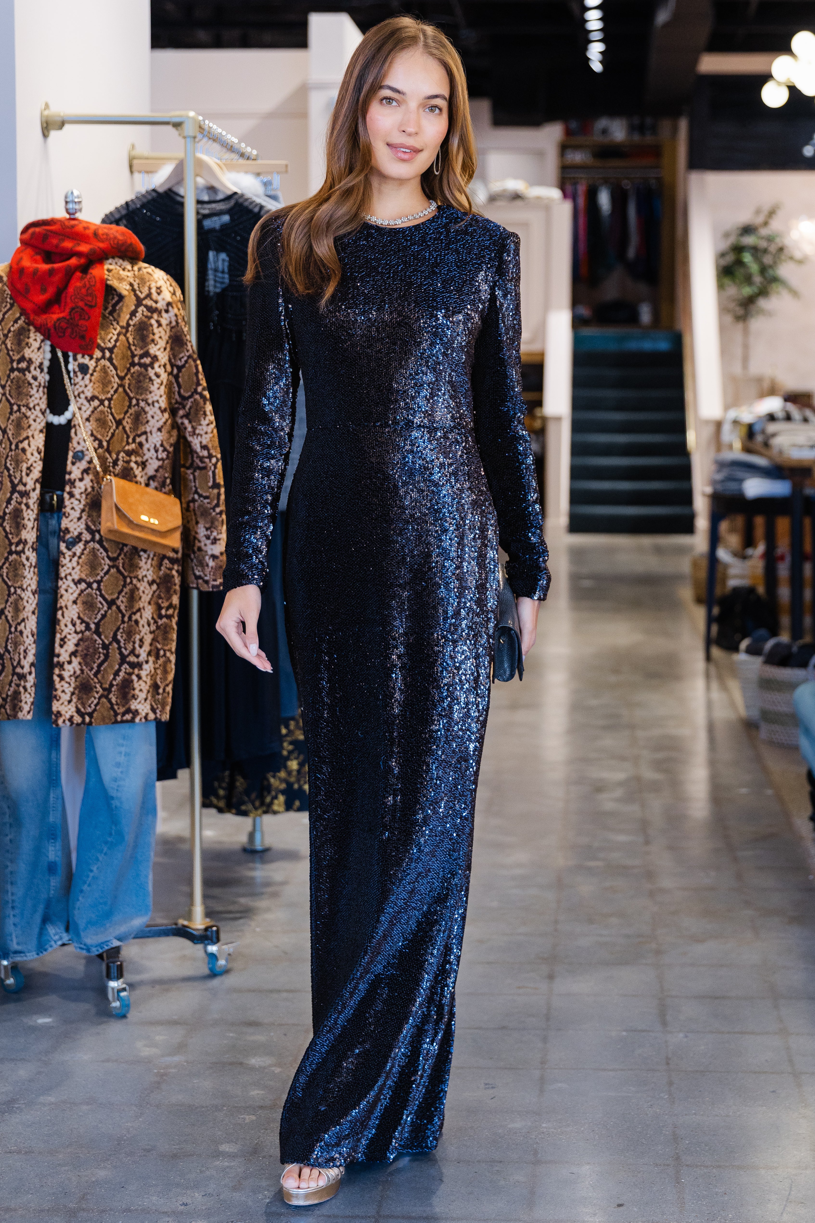 Cambridge Long Sleeve Gown - Sapphire