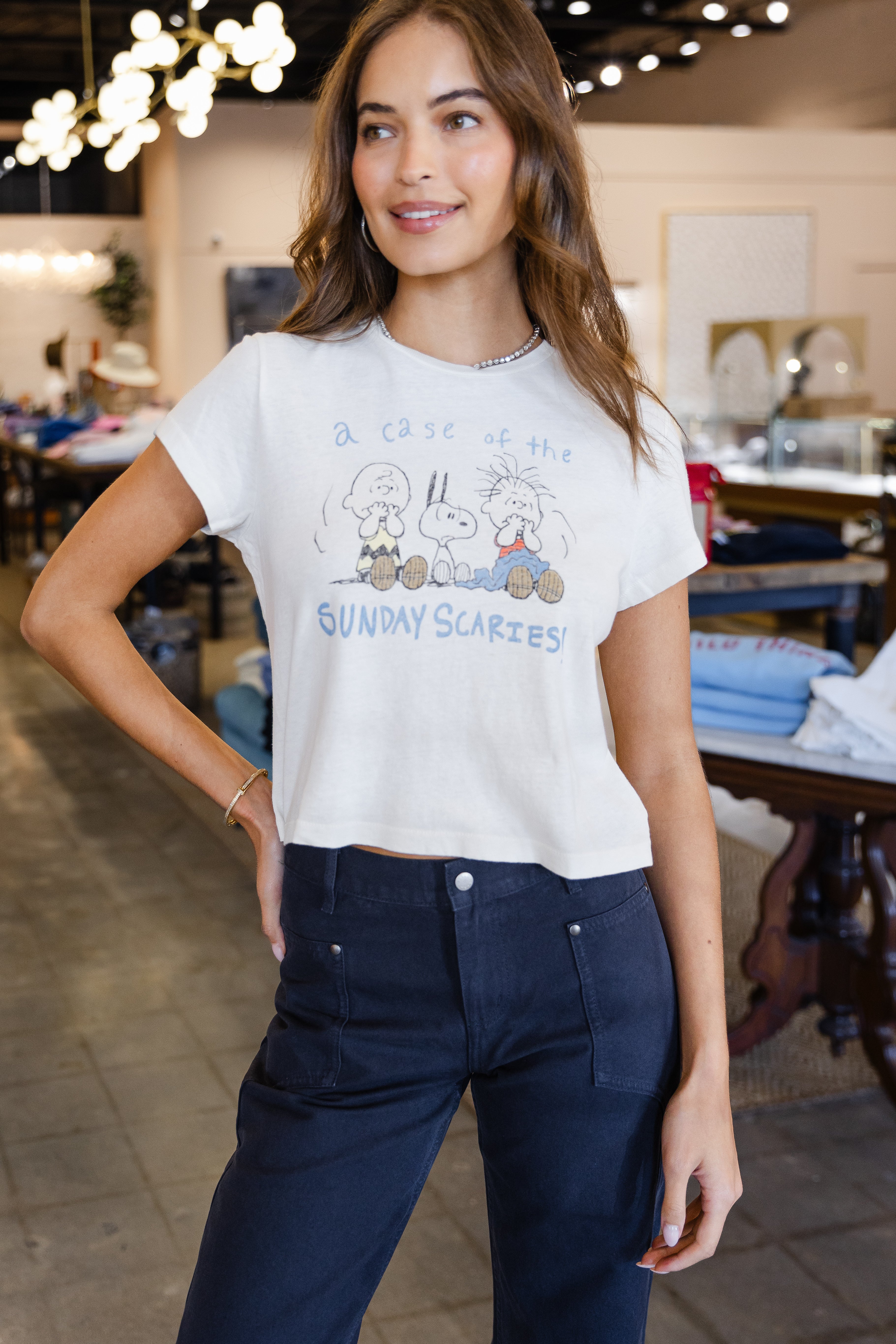 50s Boxy Tee Scaries - Vintage White