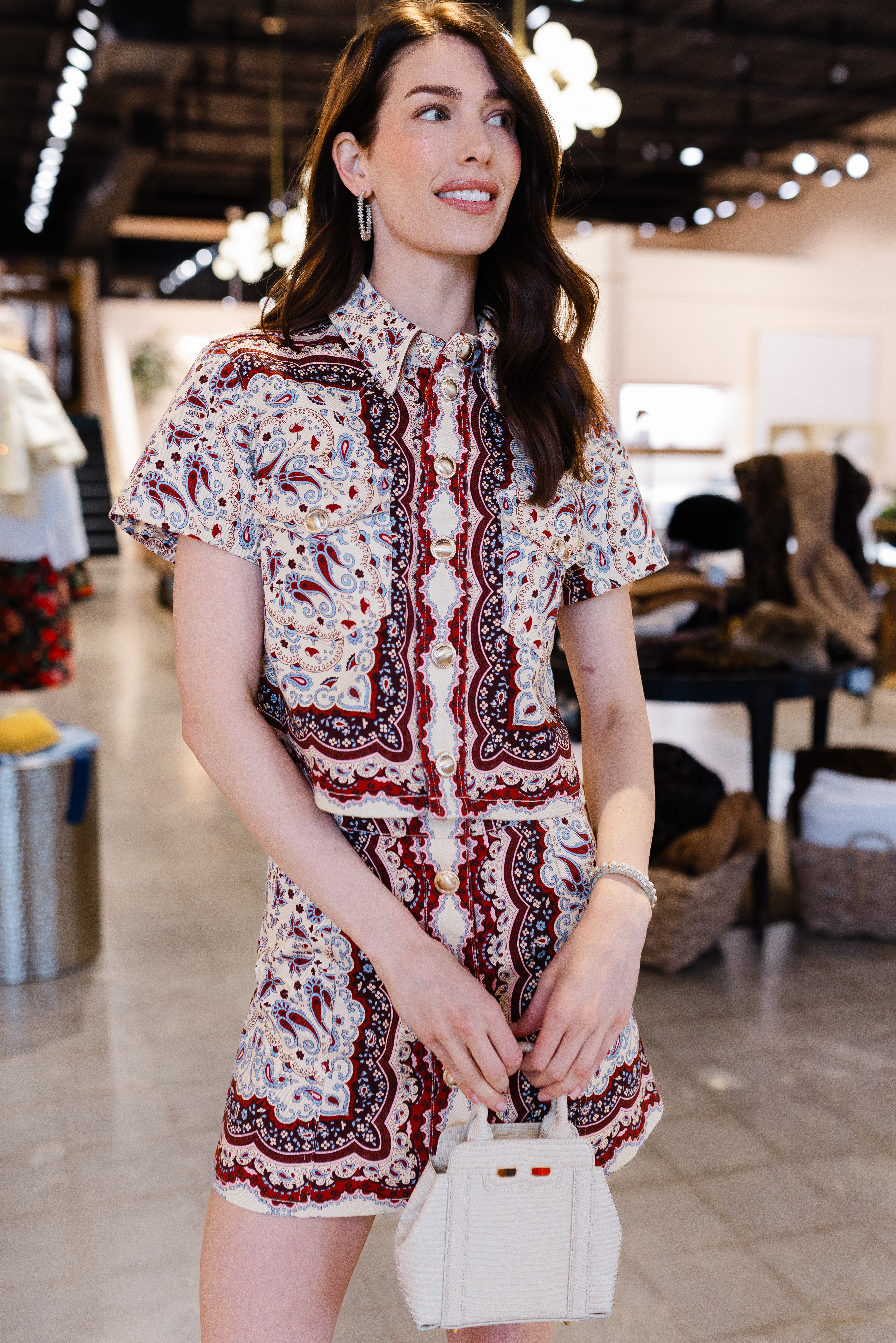 Paro Top - Paisley Scarf Ivory