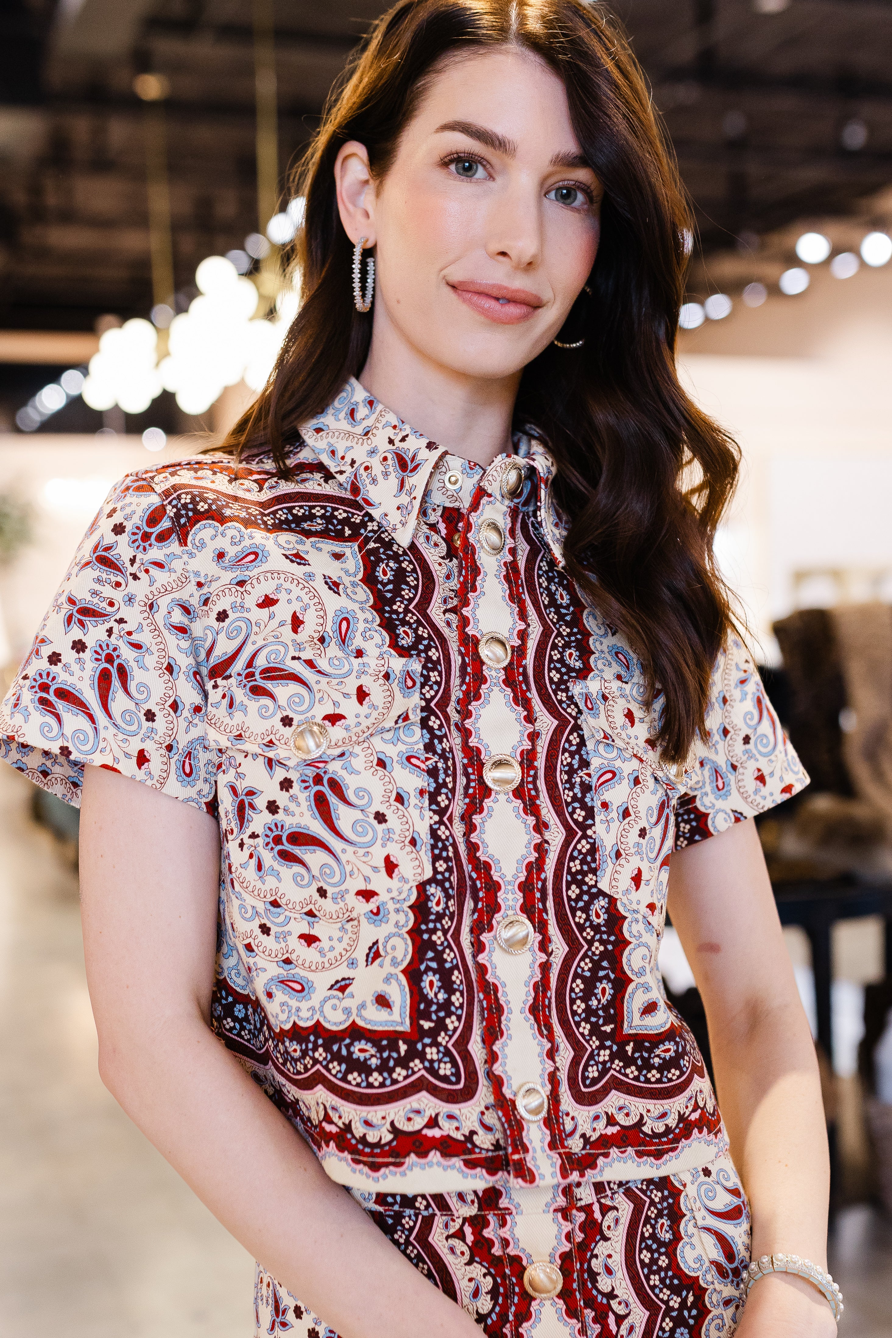 Paro Top - Paisley Scarf Ivory