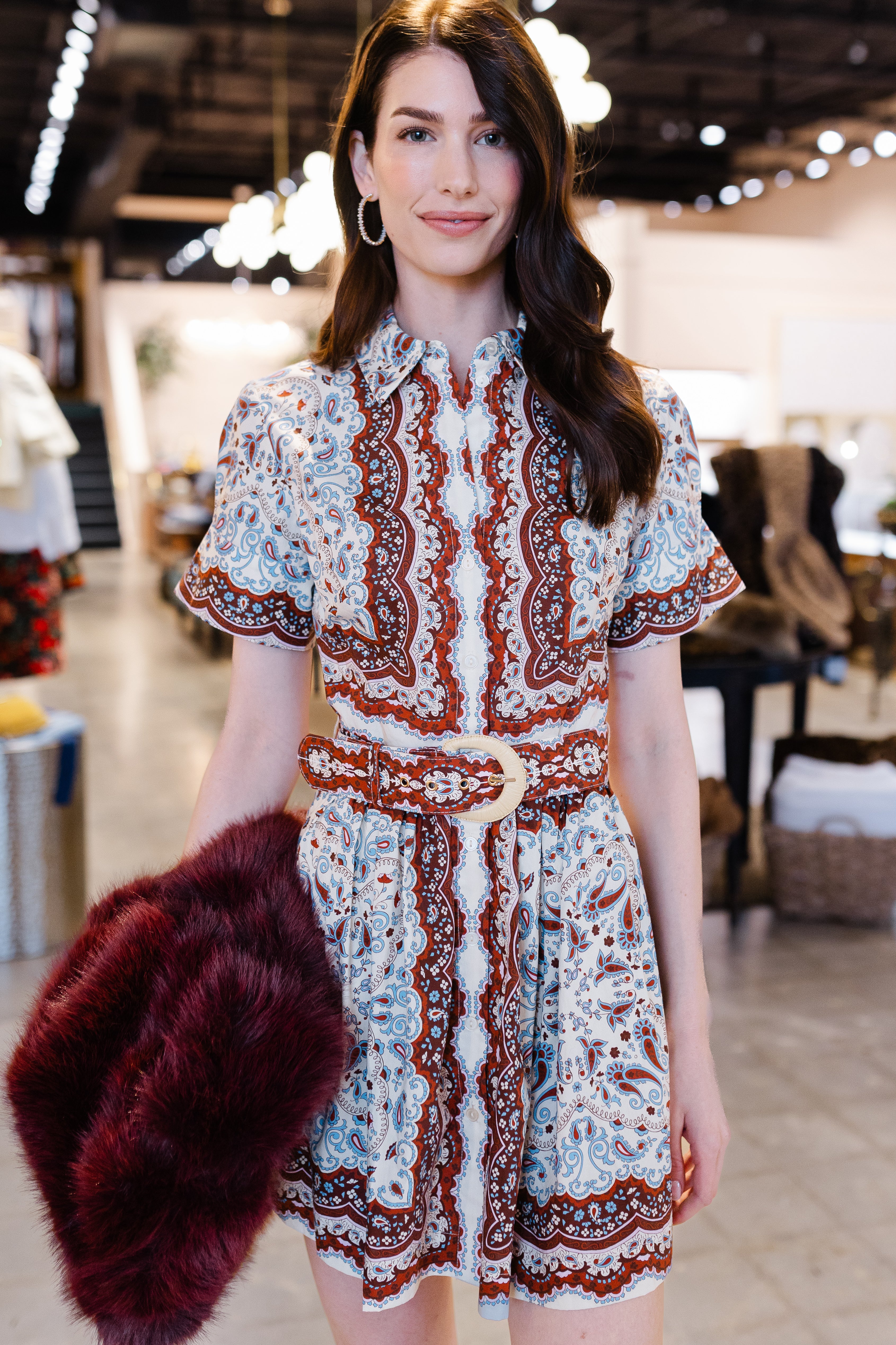 Malena Mini Dress - Paisley Scarf Ivory