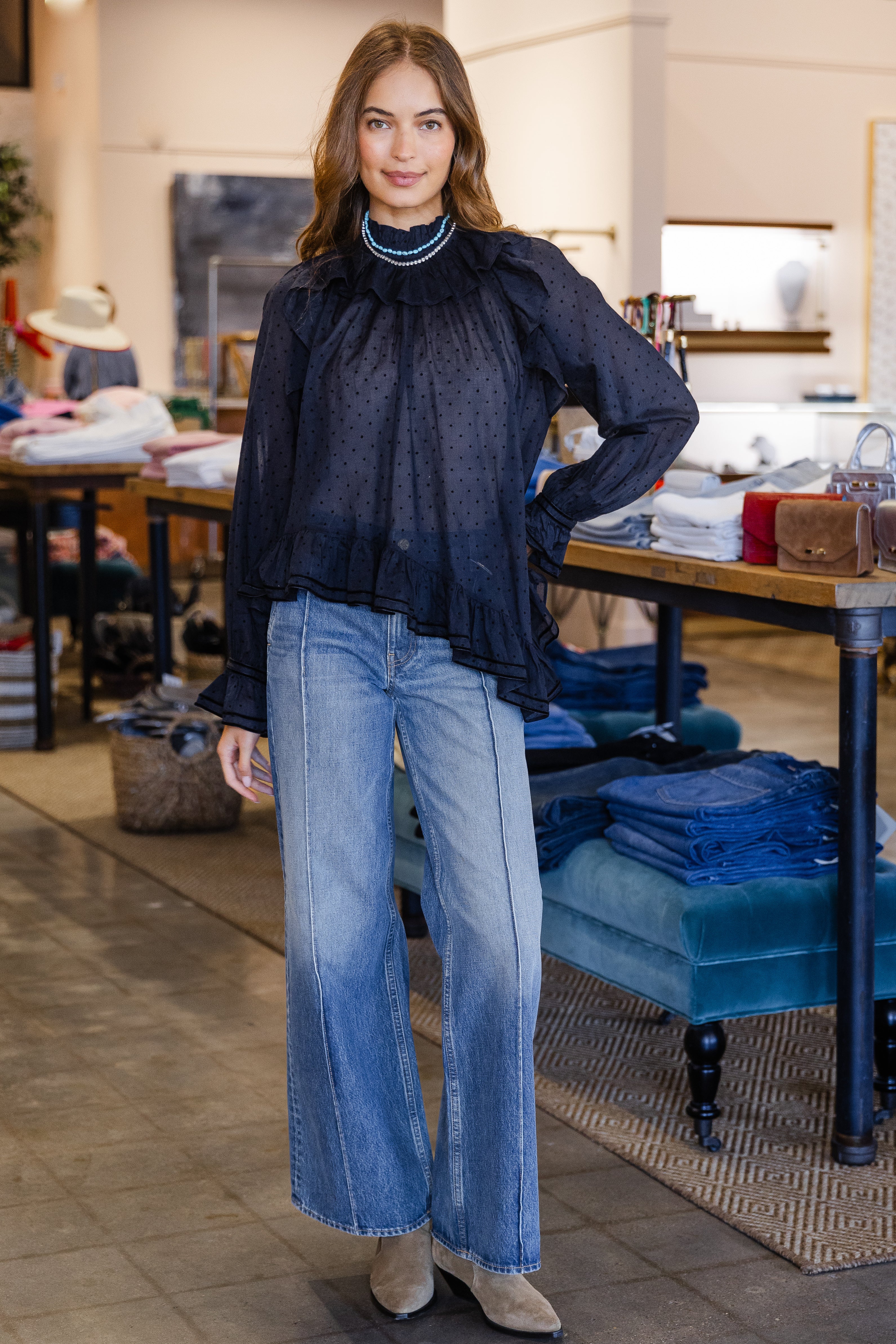 Marcella LS Cotton Blouse- Nightfall