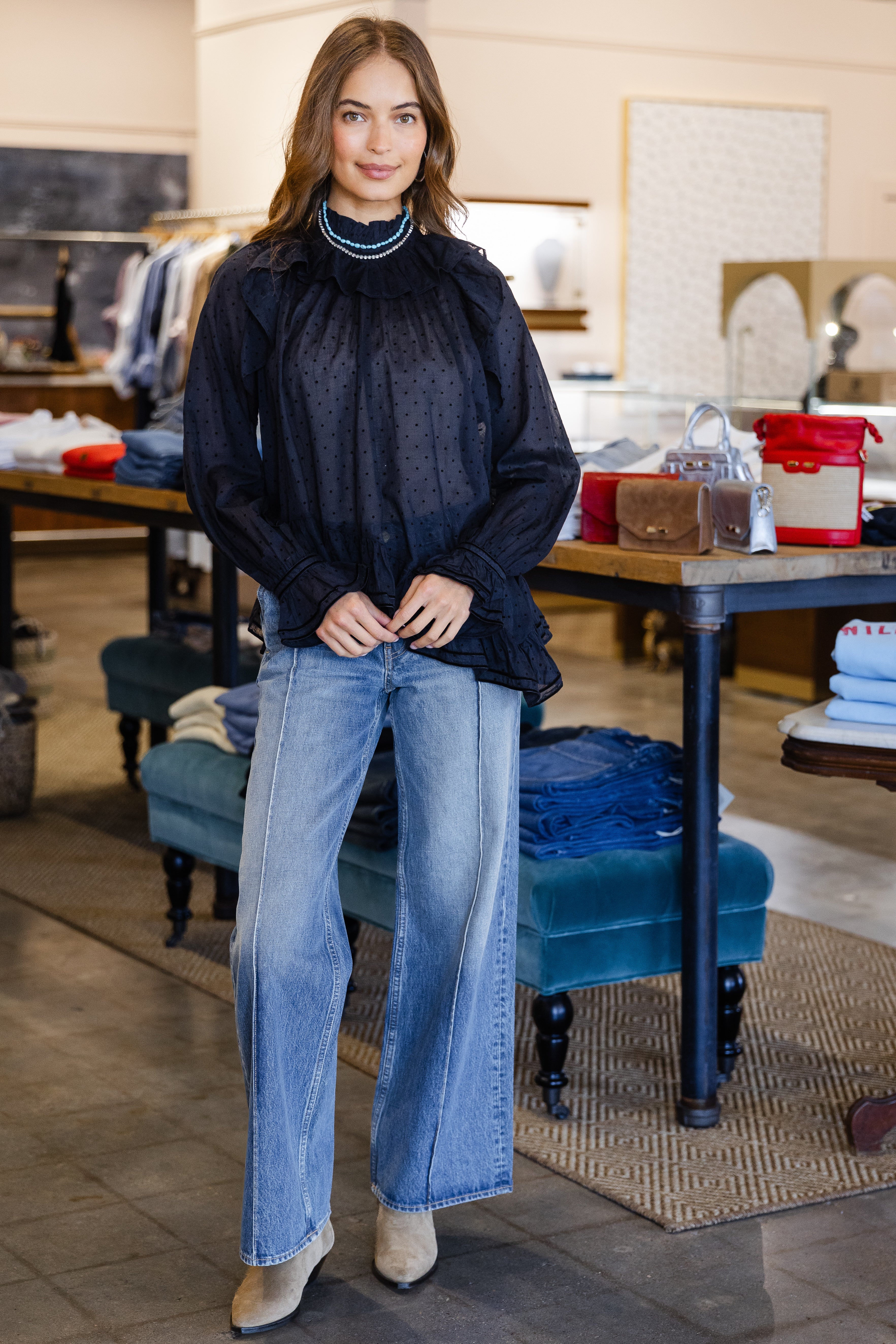 Marcella LS Cotton Blouse- Nightfall