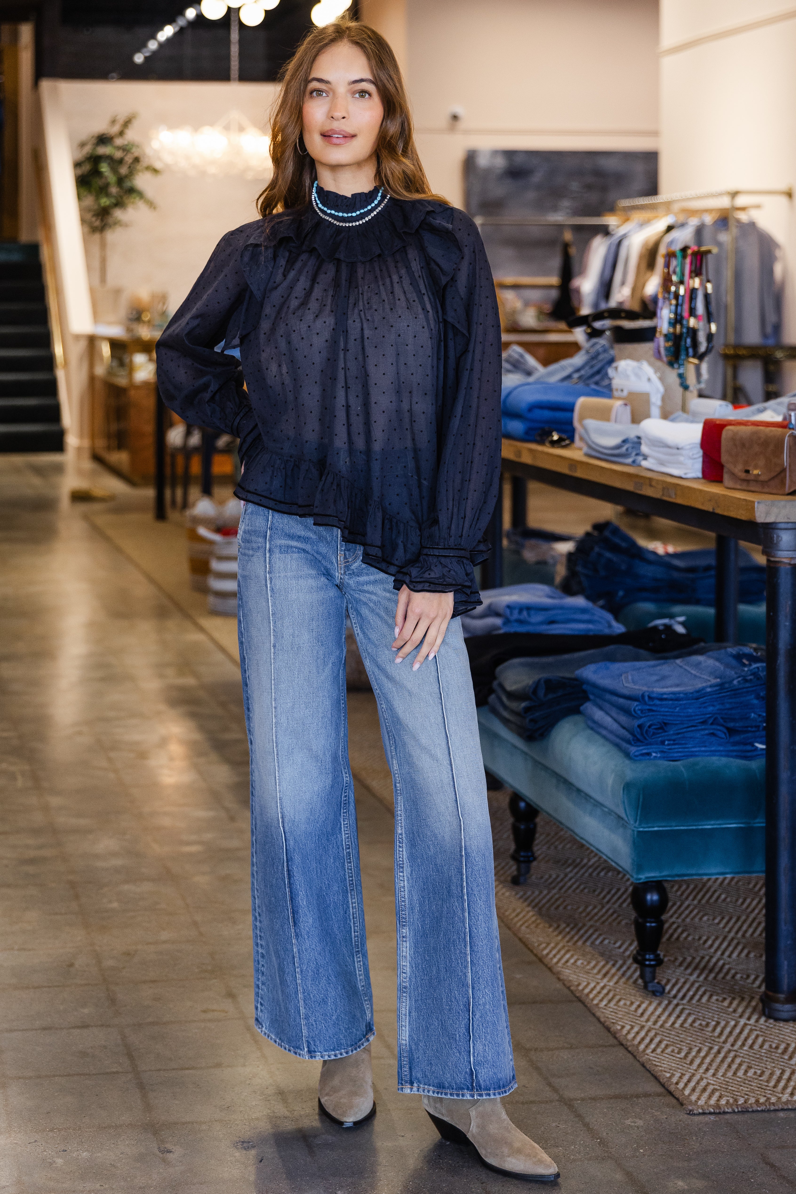 Marcella LS Cotton Blouse- Nightfall