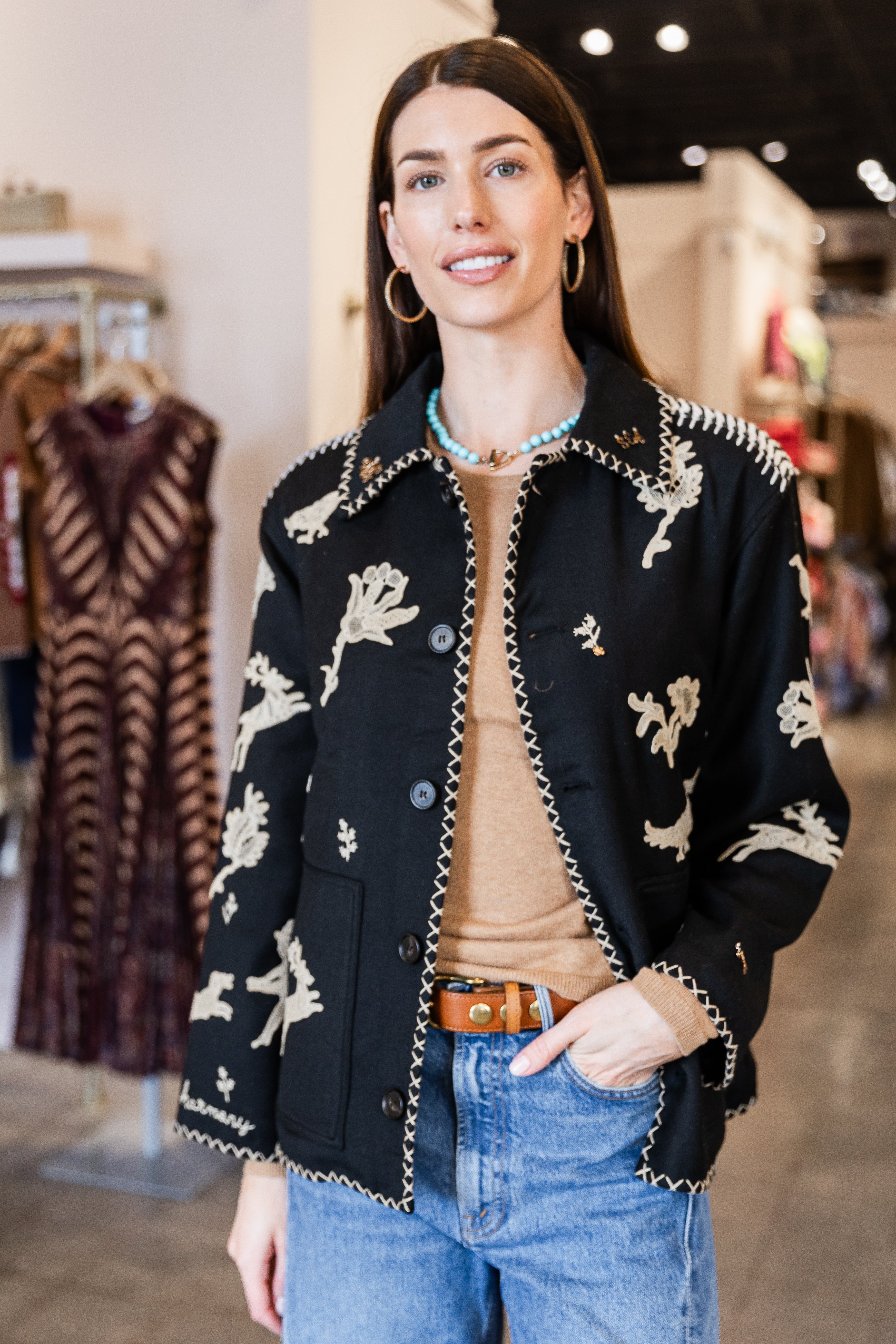 Mika Applique Jacket - Black